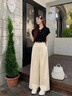 欧迪惠（Oudihui）休闲裤女穿搭一整套2026新款夏季显瘦短袖衣服阔腿工装裤子女套装 上衣+裤子【配腰带】 M 【建议98-110斤】 实拍图