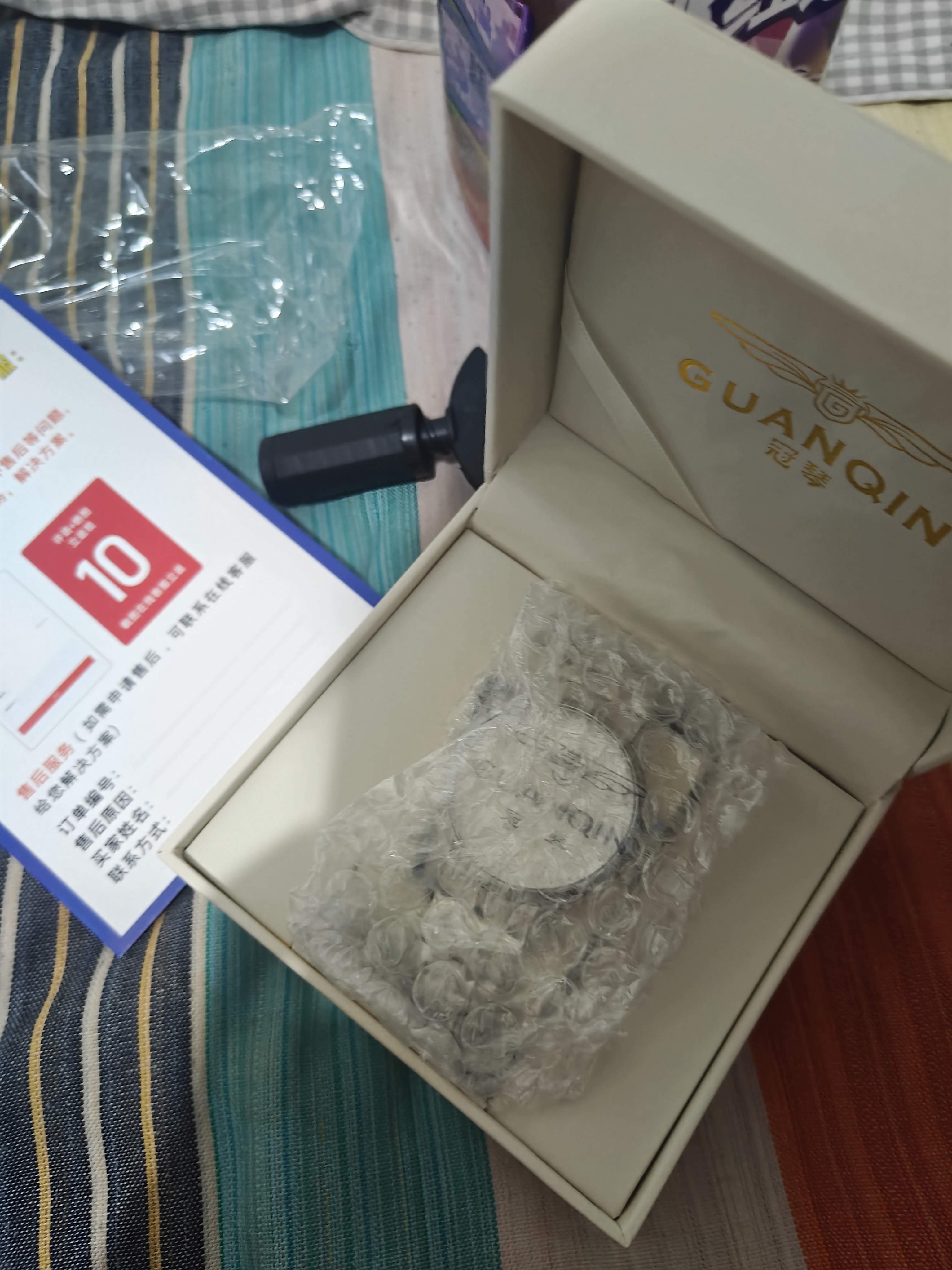 冠琴（GUANQIN）男士手表瑞士品质耐磨防水夜光全自动机械表双日历手表男机械表 机械风格SY款-精钢白面 实拍图