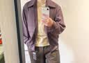 优衣库休闲短茄克男装女装合作款/外套夹克483835 74 紫罗兰色 M 实拍图
