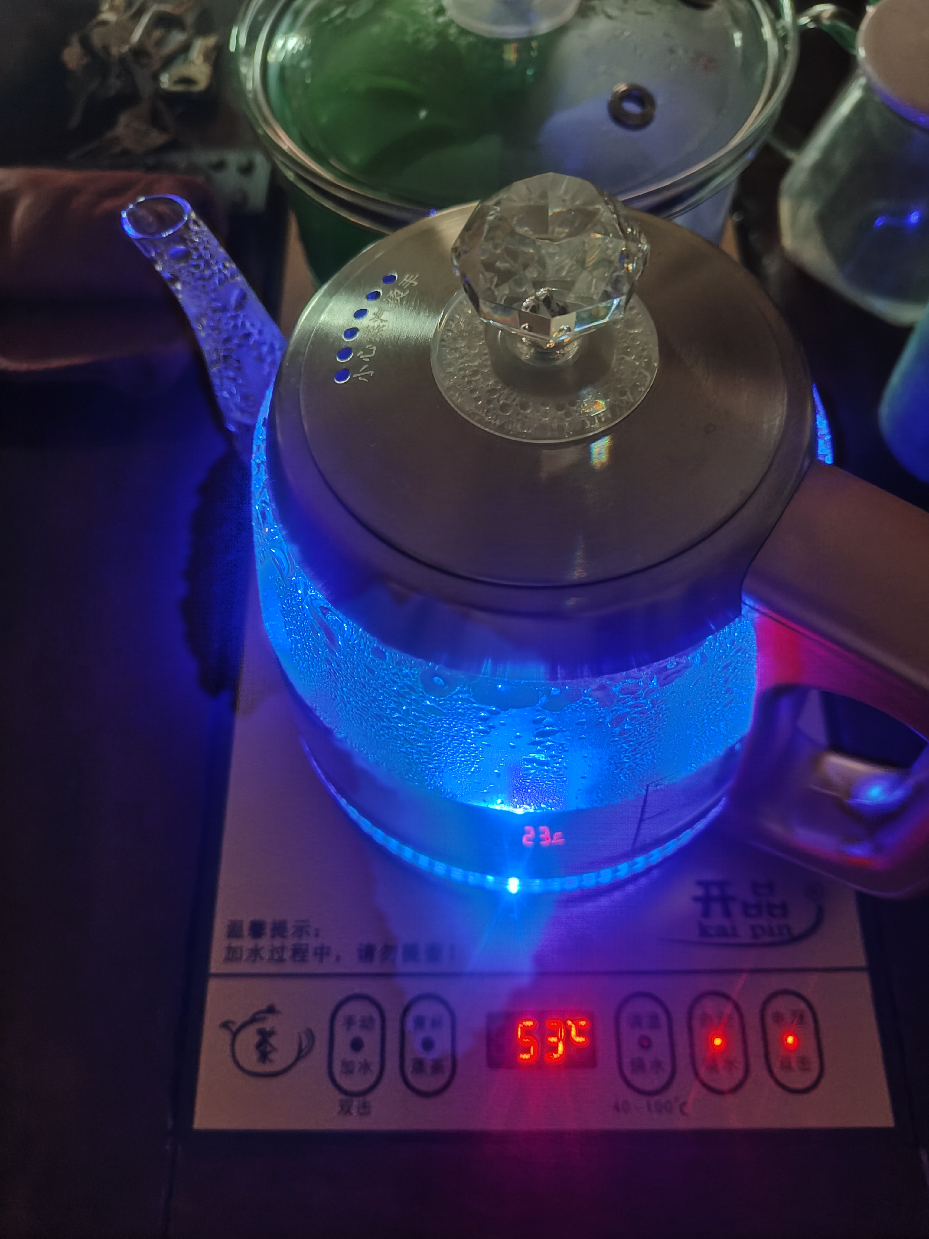 开品 全自动底部上水感应续水烧水壶 家用办公电茶炉烧水消毒电热水壶 嵌入式玻璃烧水壶茶桌一体套装 1L 香槟金 20X37CM 烧水煮杯 桶水款 实拍图