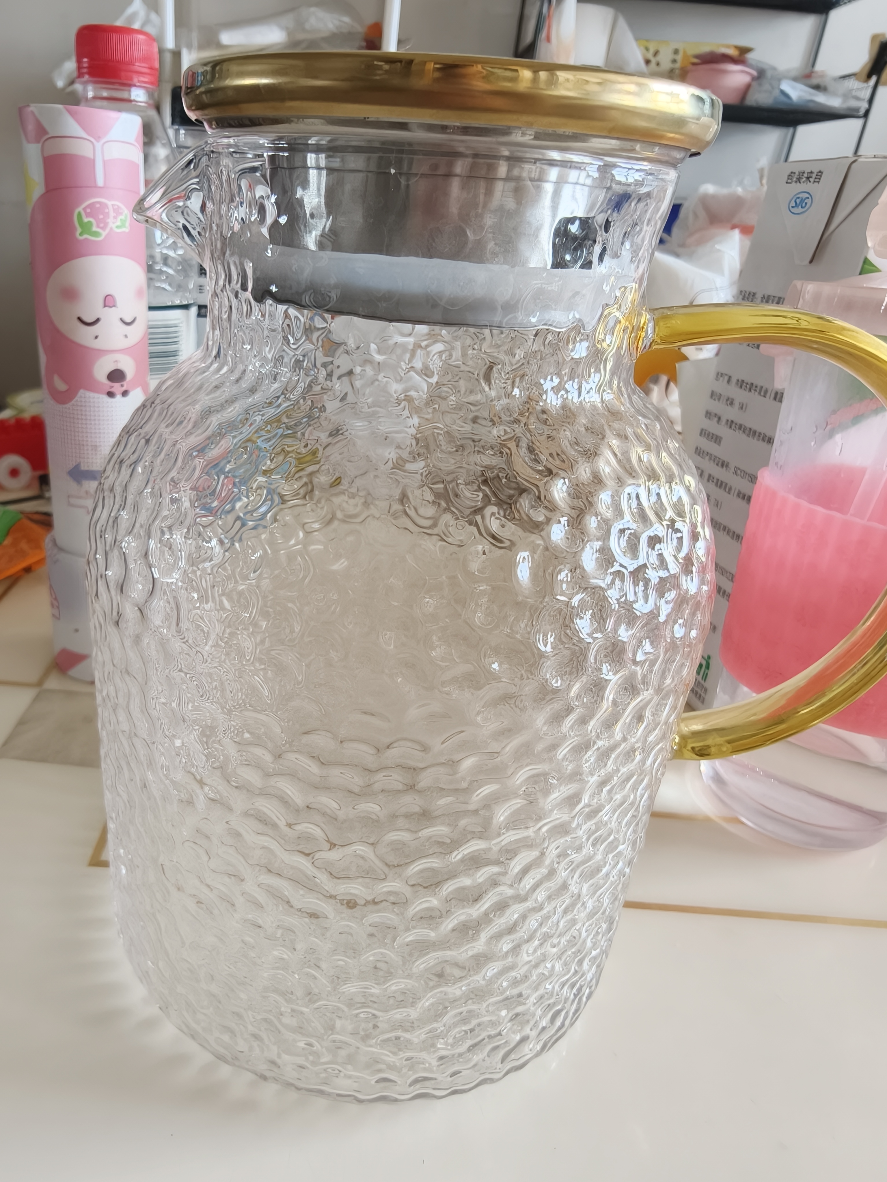 忆壶茶凉水壶冷水壶耐高温加厚防爆凉水杯高硼硅玻璃家用大花果茶水壶 实拍图