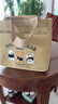 鹏境帆布手提包外出简约小巧饭袋包立体手拎包通勤加厚上班便当宝妈 搞怪小熊小方包【卡其色】 实拍图