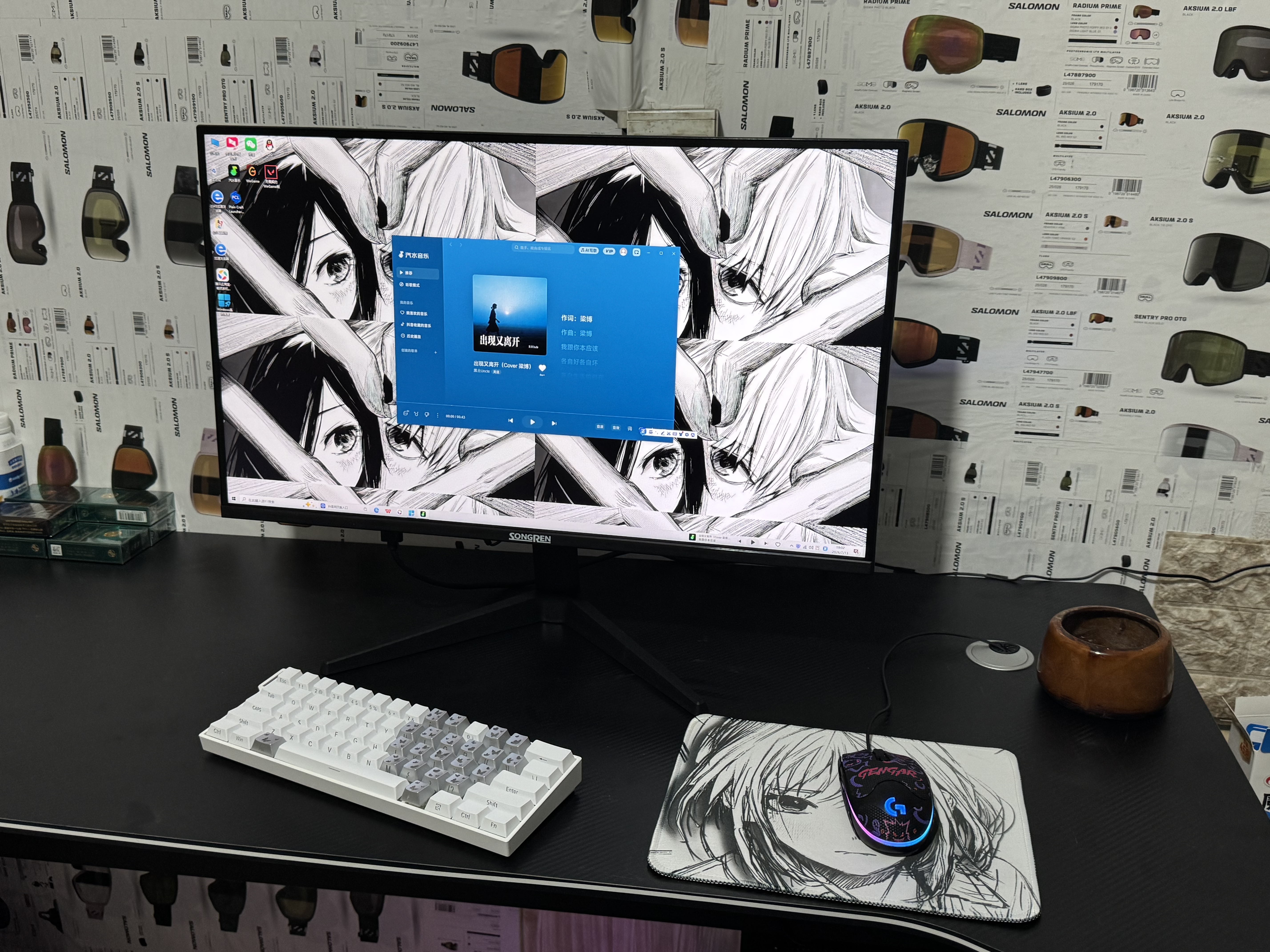 初学者  电脑桌台式家用电竞桌椅套装办公桌简约书桌游戏桌书房写字桌子 子夜黑140*60-电竞纹路 实拍图