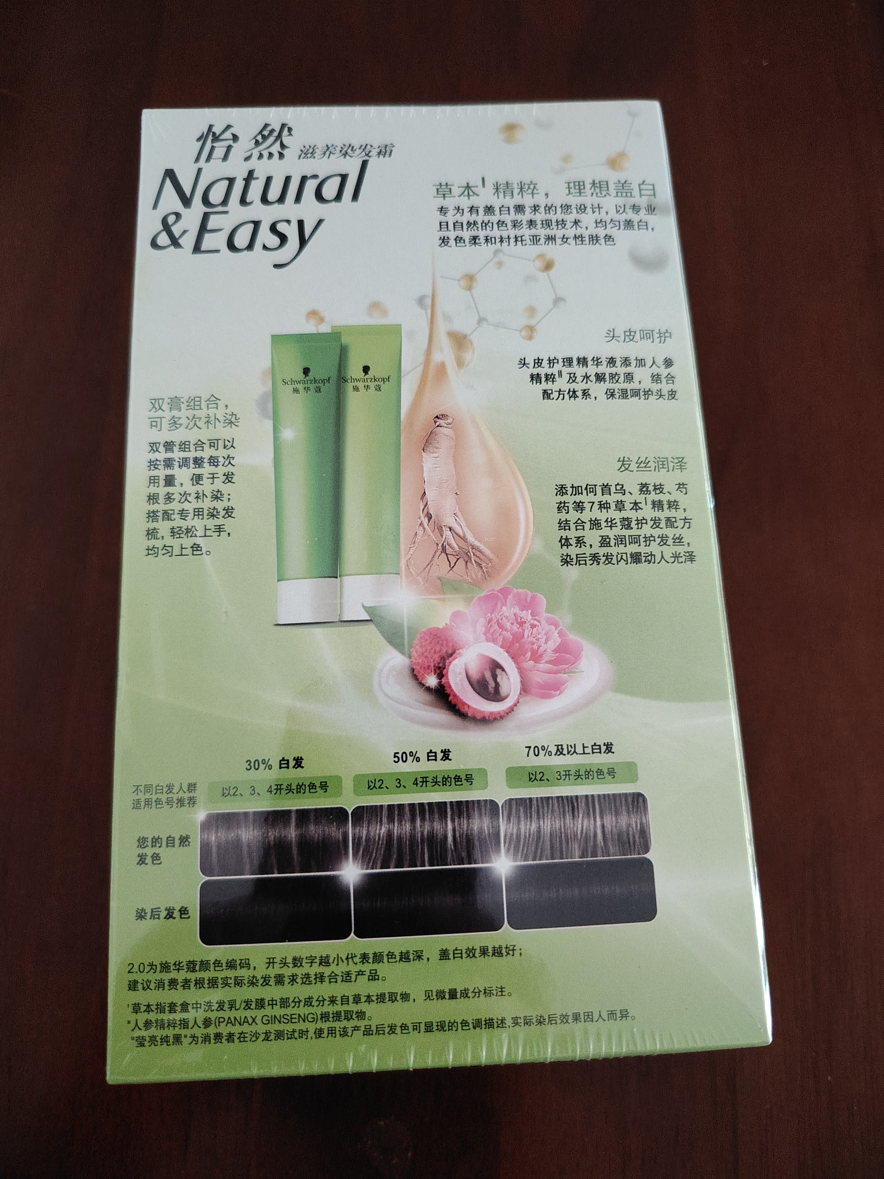 施华蔻（Schwarzkopf）怡然滋养染发霜2.0莹亮纯黑 染发膏人参 多次盖白补染热卖商品 实拍图