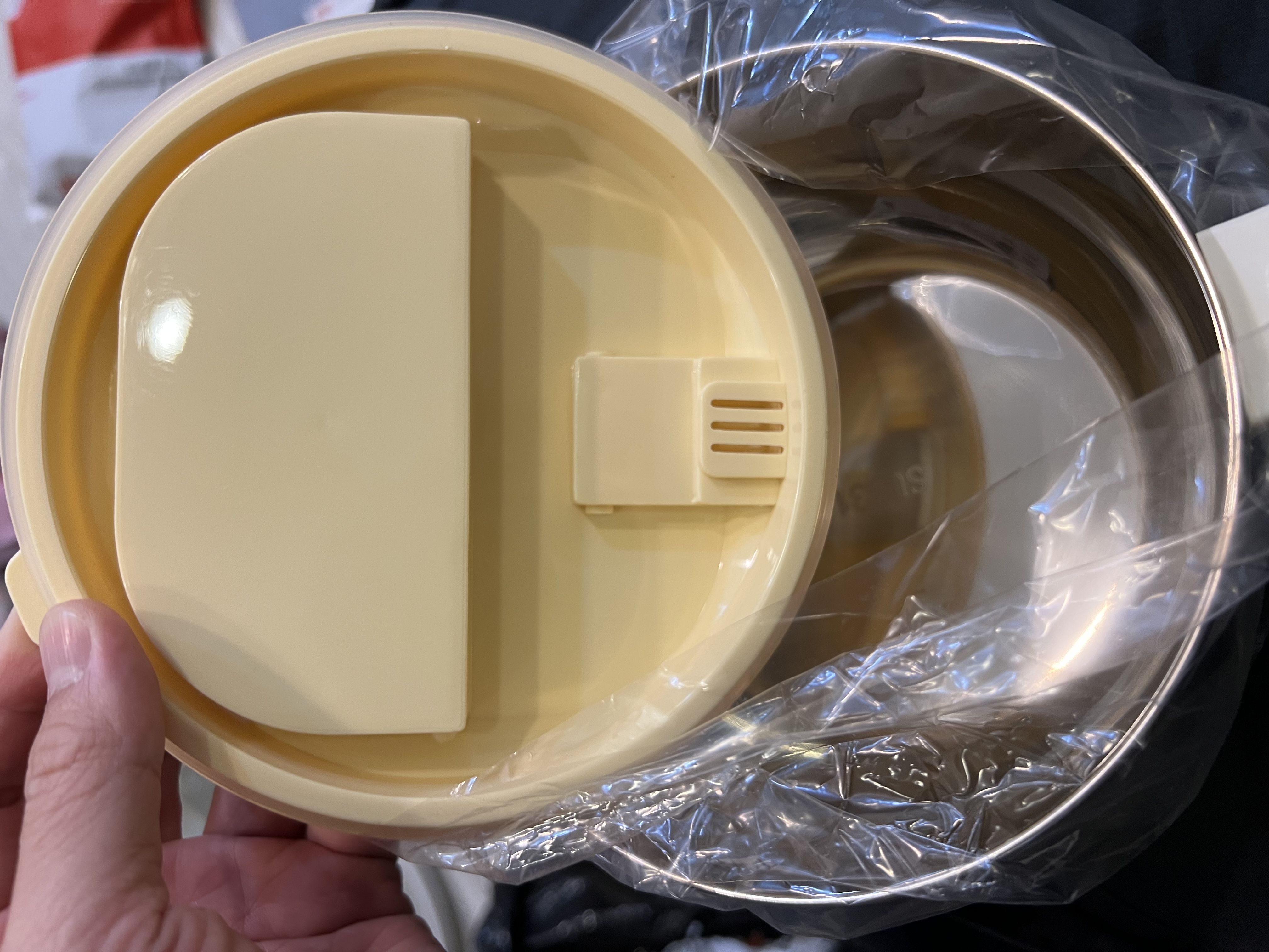 广意316不锈钢泡面碗带盖学生饭盒大容量上班餐盒赠餐具 米色GY1300 实拍图