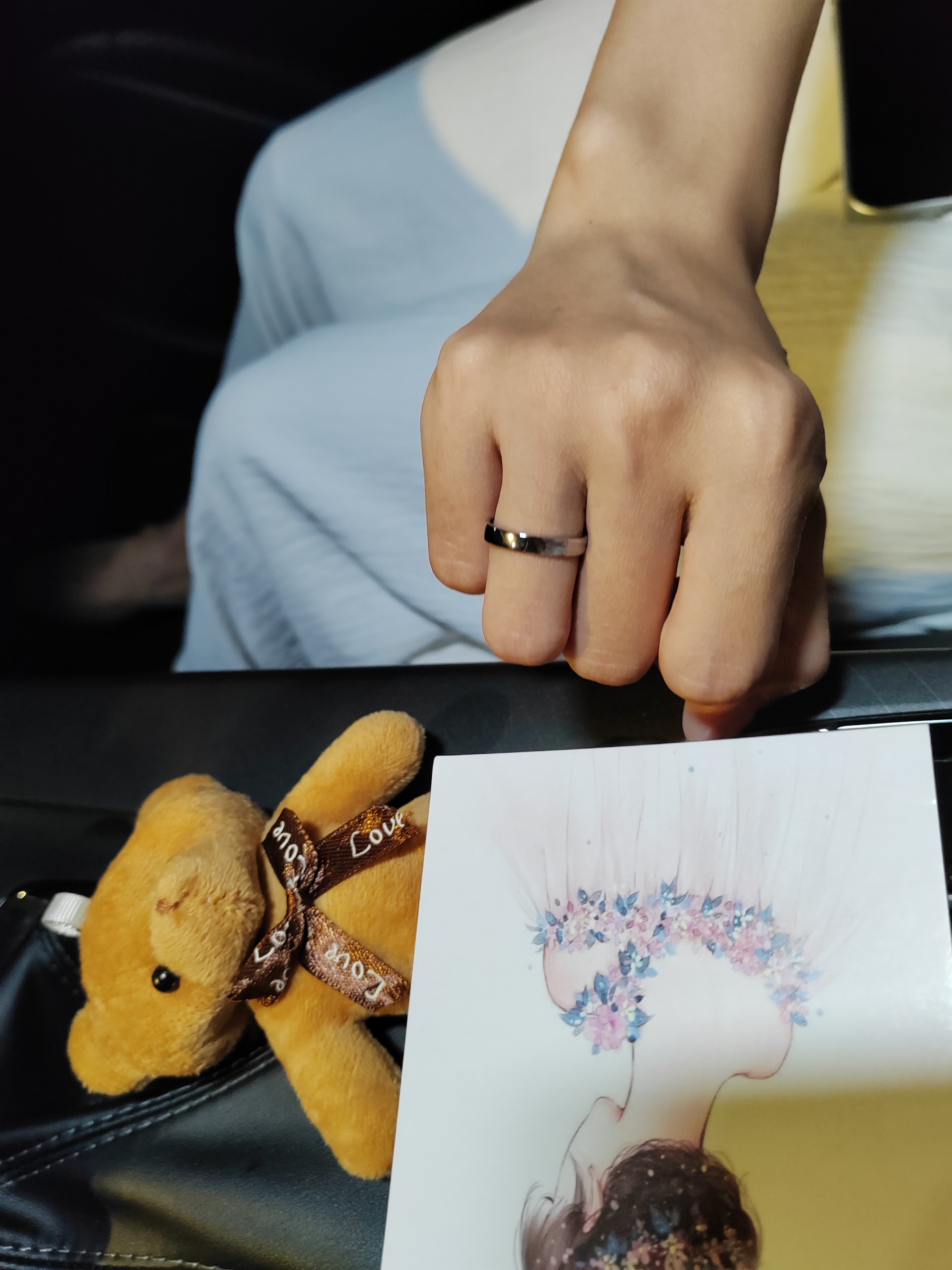 Colaivkloia情侣戒指男女对戒银一对磨砂款可调节婚戒情人节生日礼物送男女友 Tk310-女款+60CM皮绳 开口可调节 实拍图