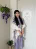 七色纺针织披肩女士四季外搭披肩旅游流苏斗篷大披肩民族风披肩 灰粉色 实拍图