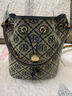 Tory Burch 汤丽柏琦  T MONOGRAM 提花斜挎水桶包女包 166414 Tory 海军蓝 405 OS 实拍图
