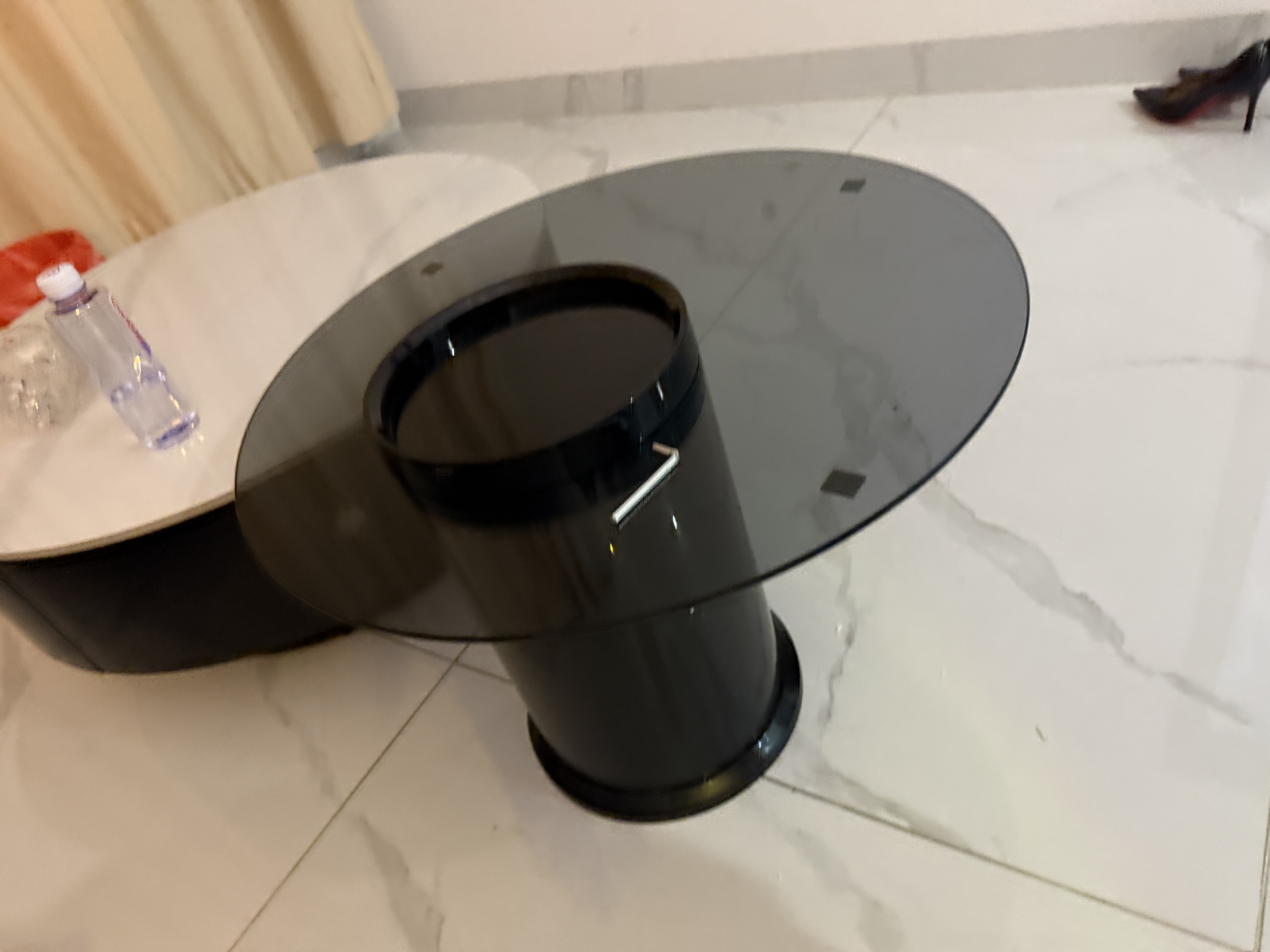 墨素高级岩板茶几客厅轻奢茶几大小户型家用桌灰玻璃圆形现代简约茶几 云端白+灰色玻璃组合【80+60】 整装 实拍图