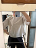 MUJI 女式 凉感罩衫T恤上衣打底衫女款内搭女装短袖 26年夏季BC2Q6C6S 象牙色格纹 M （160/84A） 实拍图