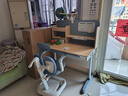 读书郎儿童学习书桌椅套装可升降中小学生桌椅子写字家用课桌香草蓝T12 1米楹木桌+加高书架+追背椅 蓝 实拍图