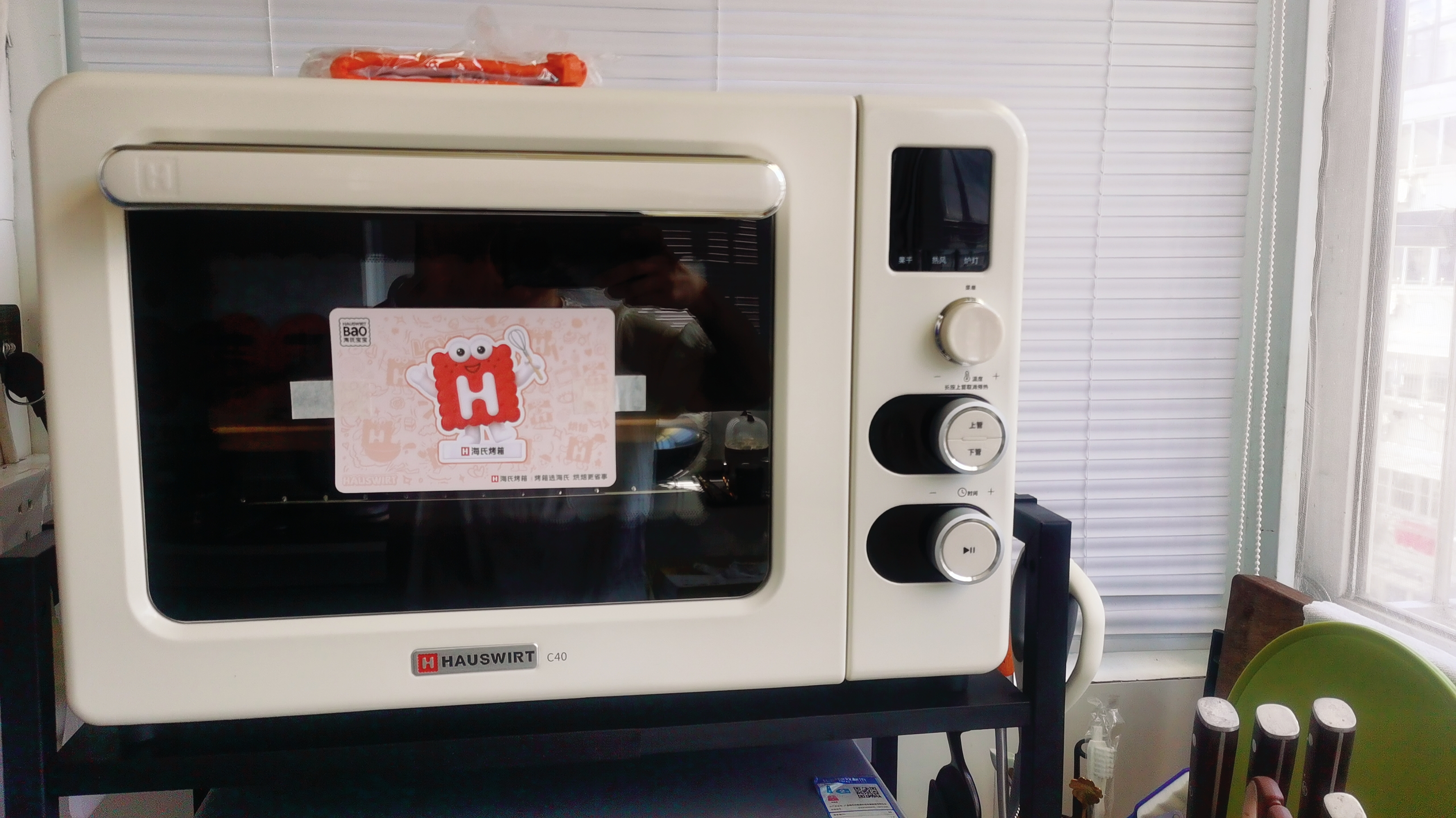 海氏（Hauswirt）C40四代电烤箱家用专业烘焙多功能发酵一体机空气炸背部风机热风循环四面搪瓷内胆 米白色 40L 实拍图