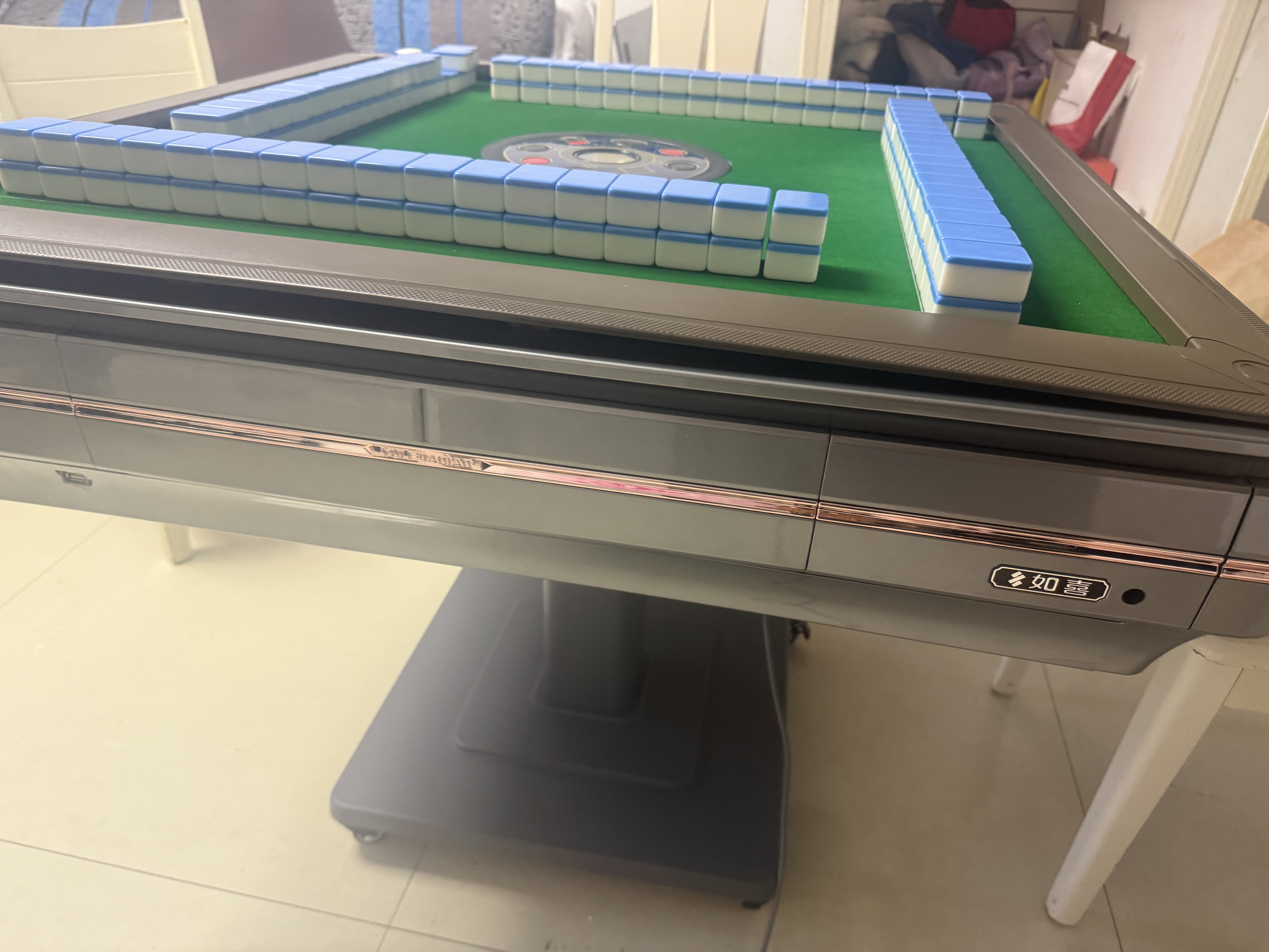 如喜【防侧翻20万次不卡牌】麻将机全自动餐桌低音家两用一体折叠电动 【JD仓】杀菌除湿低音-折叠星空灰 请联系客服选择麻将牌大小 实拍图