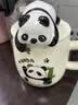 品喻（PINYU）杯子马克杯咖啡杯陶瓷杯水杯家用大容量带盖带勺冲泡杯招手熊猫 实拍图