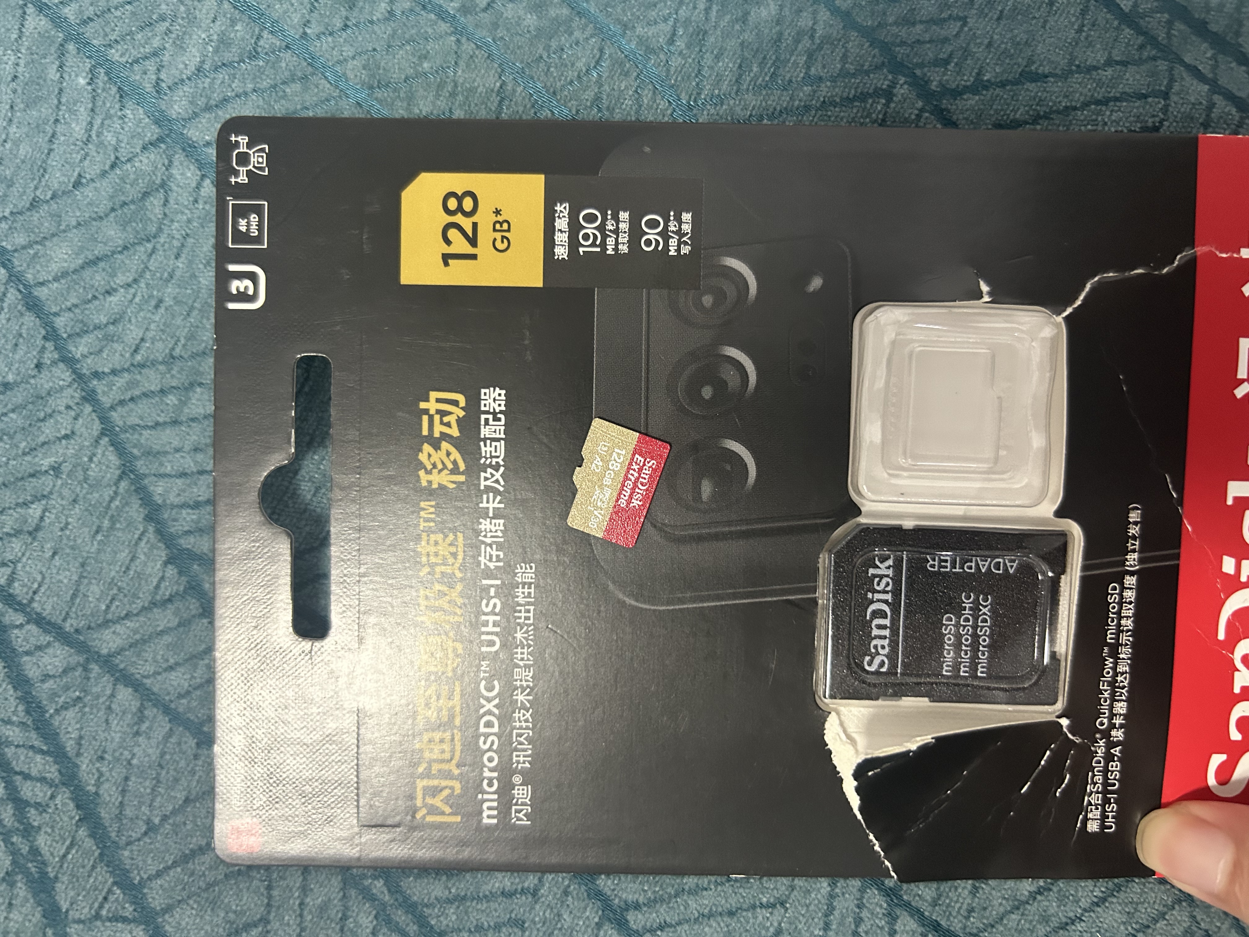 闪迪（SanDisk）128GB TF(MicroSD)内存卡4K极速金卡A2 V30 U3兼容大疆Pocket3/4P/Action 6运动相机/无人机存储卡 实拍图