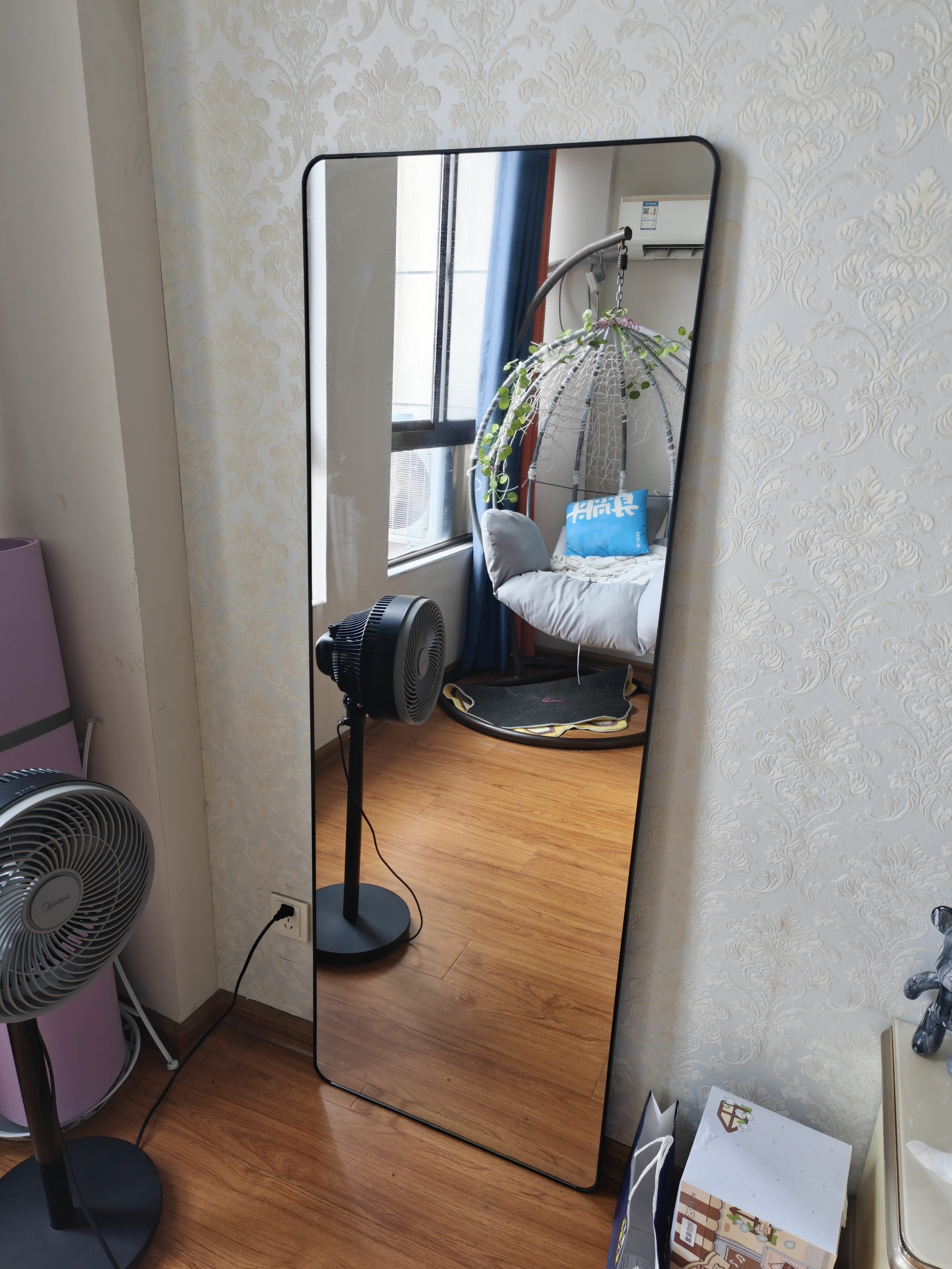 全品屋全身镜穿衣镜落地镜挂门服装店试衣壁挂镜一体简约北欧风黑165 实拍图