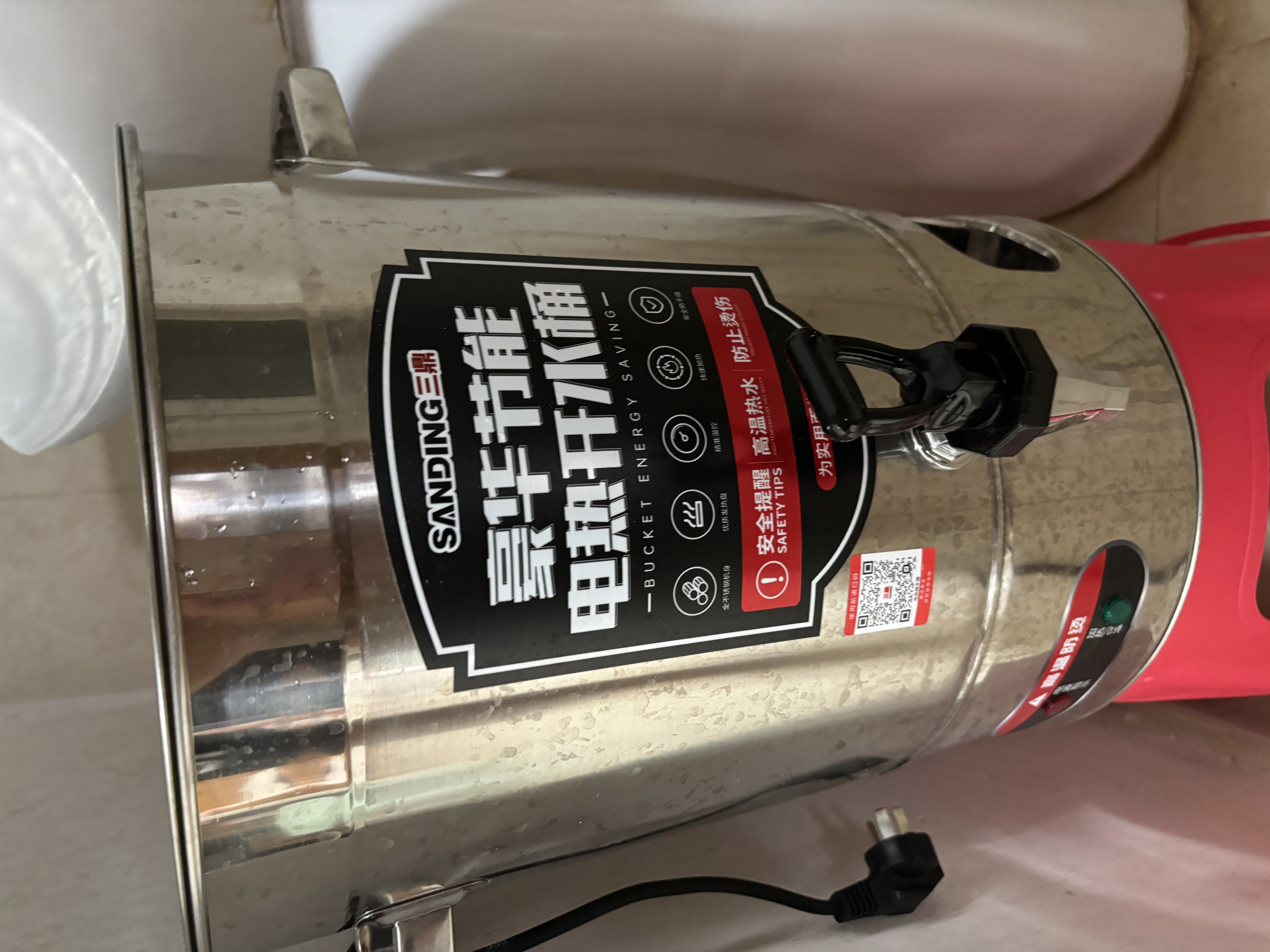 三鼎电热开水桶开水器商用烧水桶奶茶店家用不锈钢保温热水桶大容量蒸煮桶防干烧月子桶SD-30L-D加厚款 实拍图