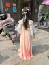 罗蒙女童汉服新中式中秋儿童明制连衣裙毕业演出服 桃色襦裙 130 实拍图