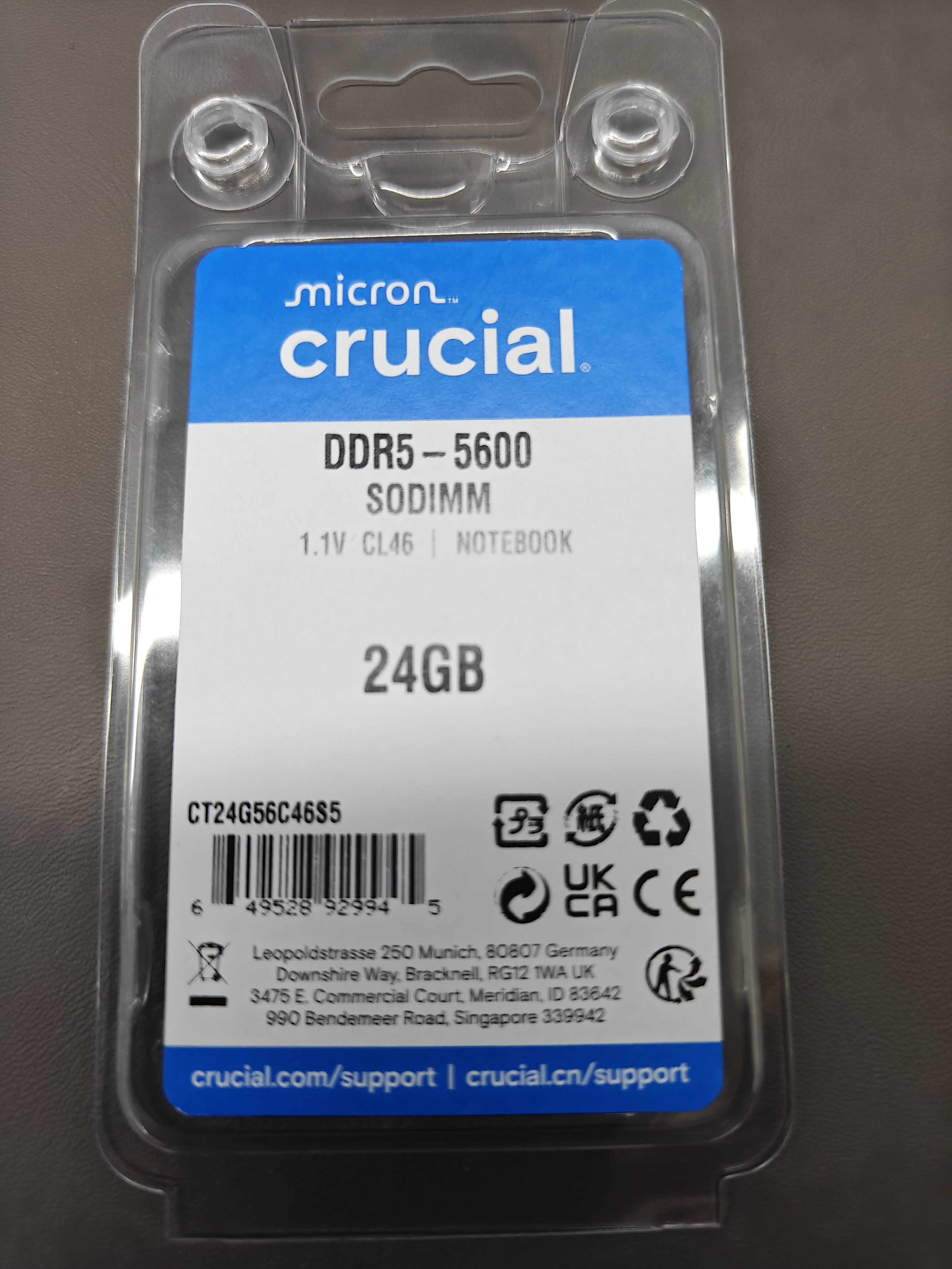 英睿达（crucial）24GB DDR5 5600 笔记本内存条 美光（原镁光）原厂颗粒 AI电脑配件 实拍图