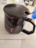 几物森林 陶瓷马克杯带盖大容量咖啡杯情侣杯牛奶杯早餐水杯男女茶杯黑色 实拍图
