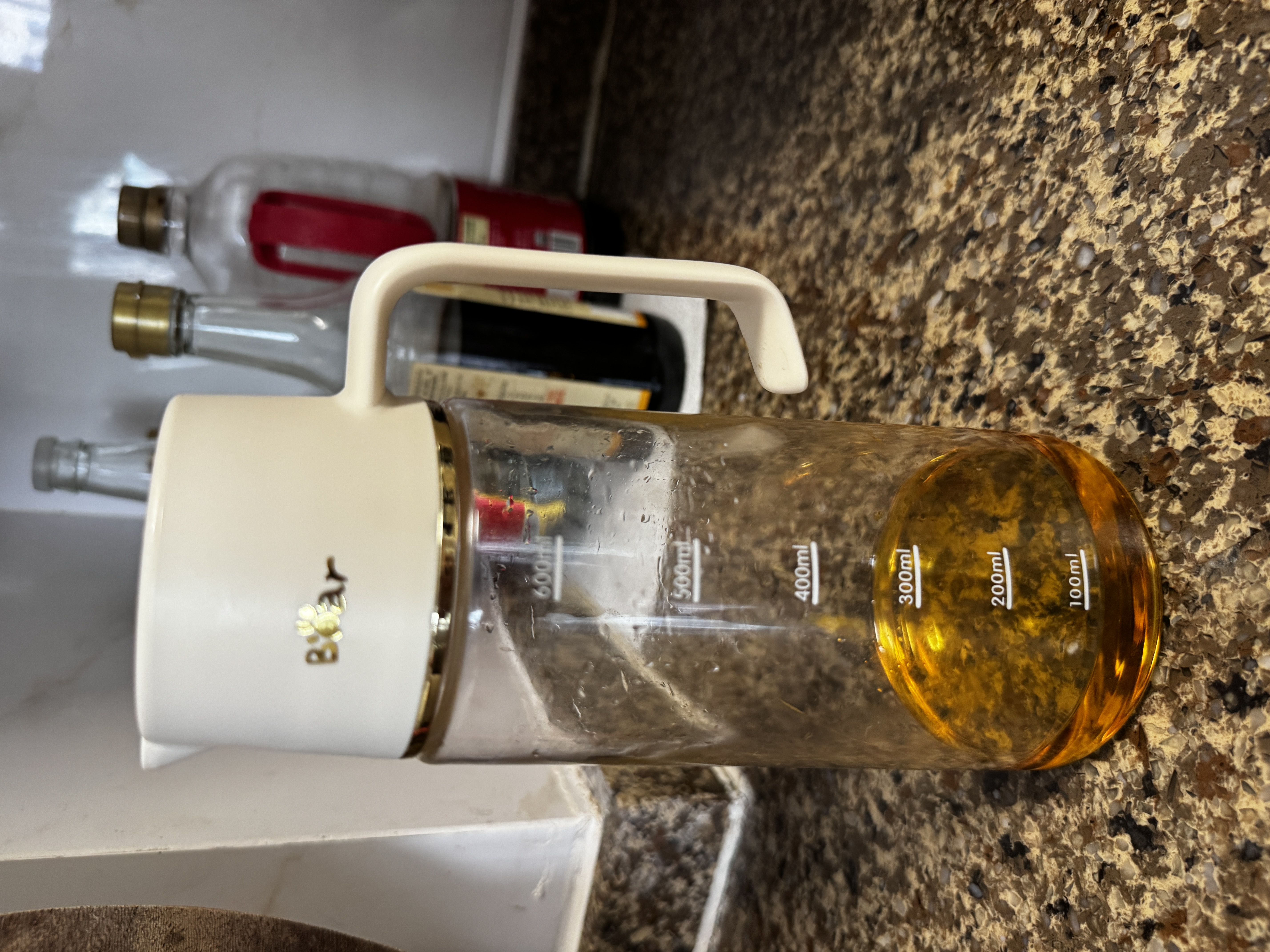 小熊（Bear）油壶 调料瓶抗菌玻璃油瓶酱油瓶600ml 自动开合不挂油CX-W0058 实拍图