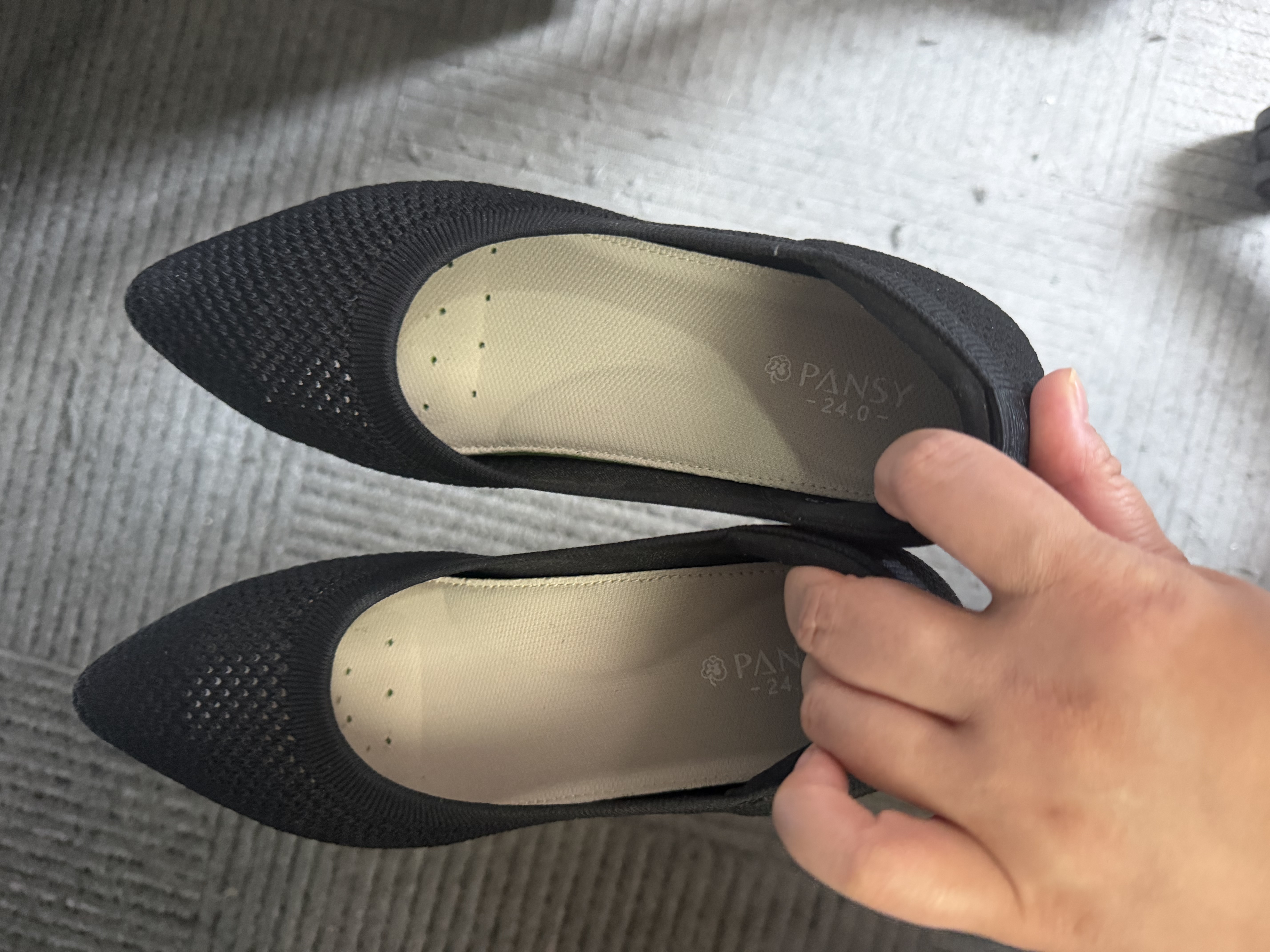 Pansy盼喜女鞋浅口单鞋一脚蹬通勤网面鞋26年新款舒适鞋子4316 黑色 38 实拍图