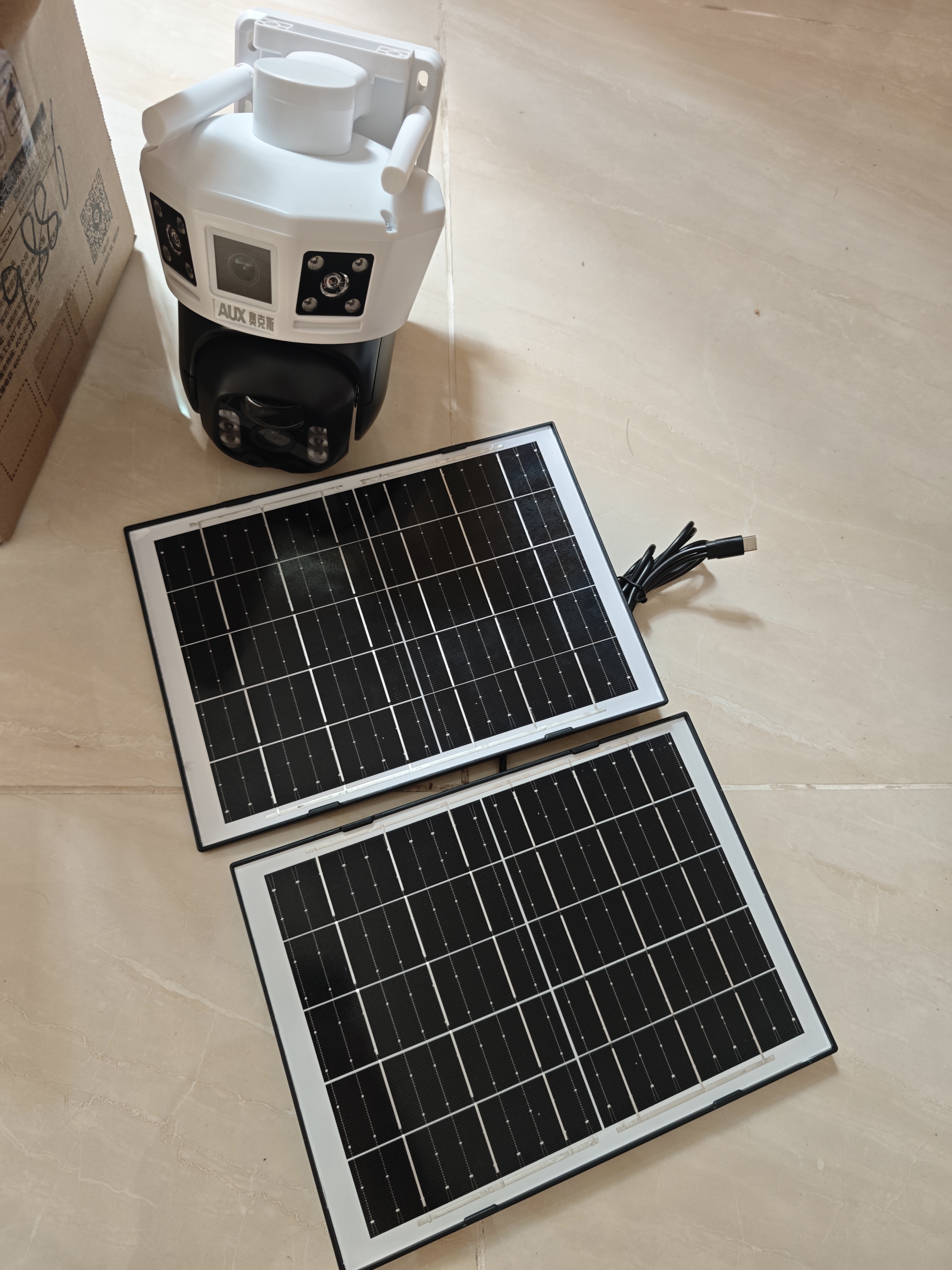 奥克斯4g太阳能摄像头室外无电无网终身免费流量免插电手机远程高清监控器家用户外360度无死角全景夜视 实拍图