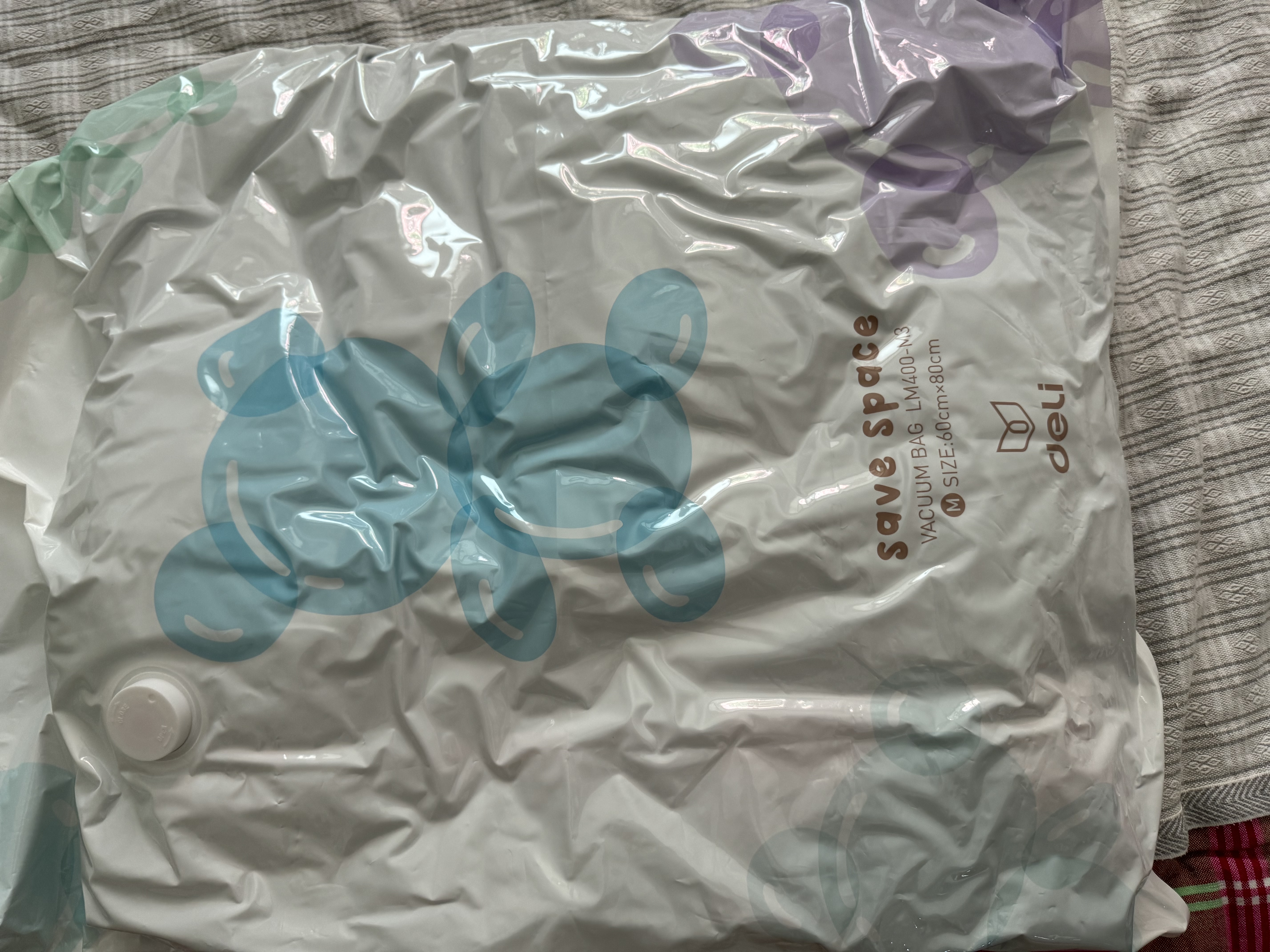 得力（deli）收纳袋真空压缩收纳袋被子收纳袋压缩袋抽气加厚款M码3只装 LM400 实拍图