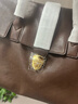 裘真手提公文包女士复古大容量通勤头层植鞣牛皮包包植鞣牛皮七夕礼物 咖啡色-大号 实拍图