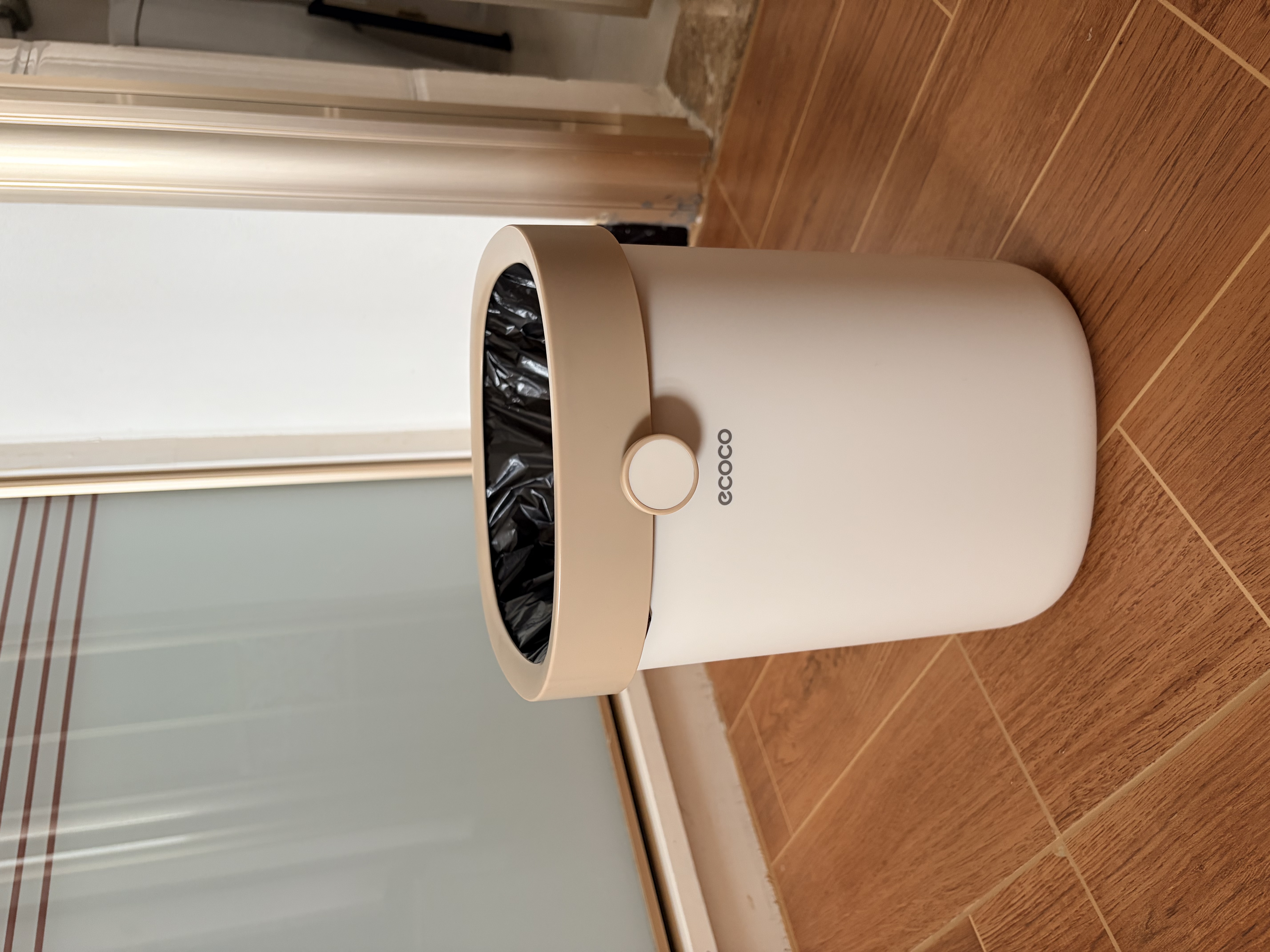 ecoco垃圾桶8L家用压圈自动打包卫生间客厅卧室厨房厕所垃圾篓E24216黄 实拍图