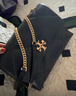 Tory BurchKira 女款羊皮菱格链条包斜挎包女包 黑色中号现货154704-001 实拍图