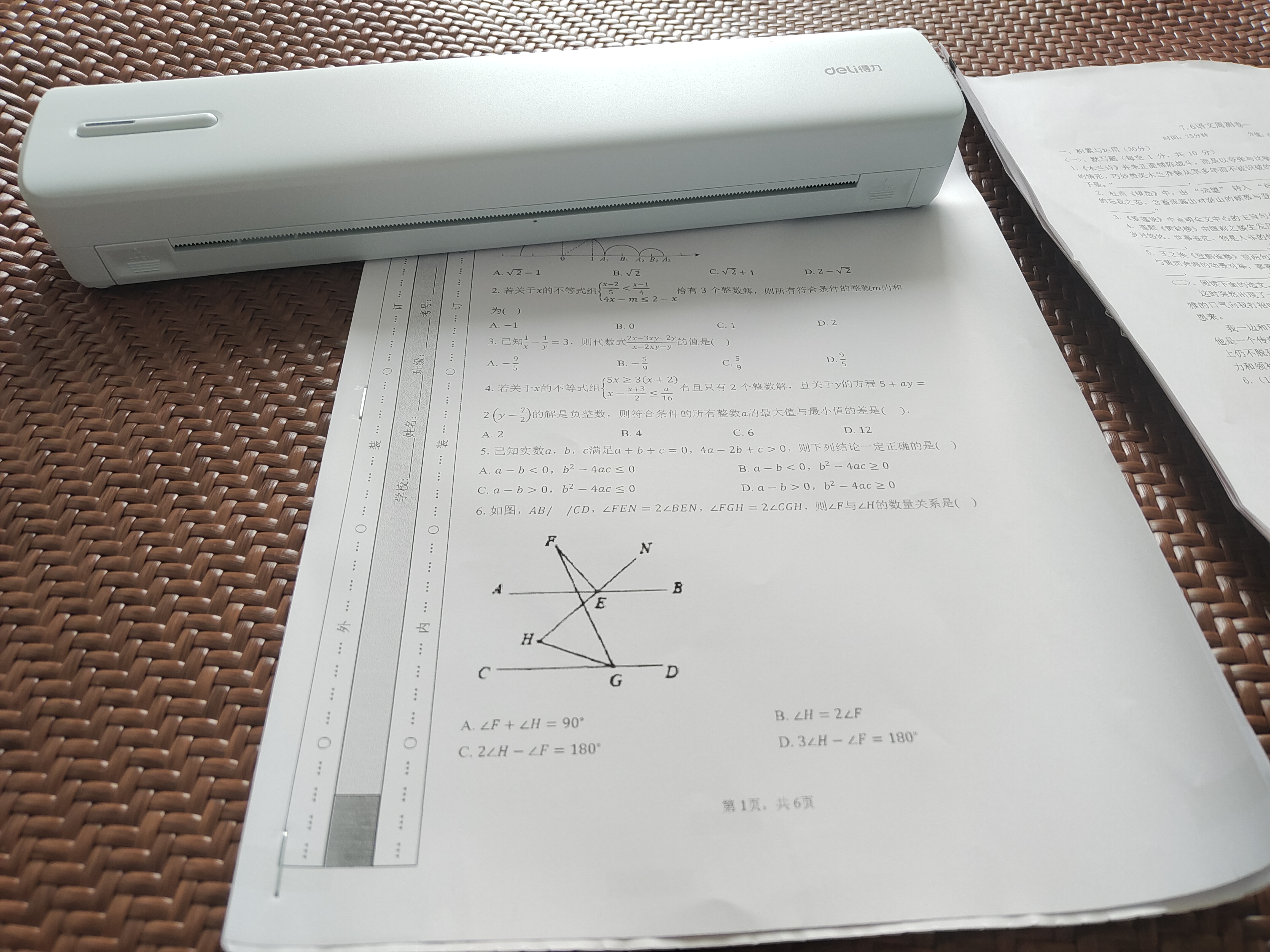 得力（deli）GE299家用作业错题打印机学生家用能连手机蓝牙无线迷你便携式小型试卷整理拍照扫描A4热敏学习机 套餐一：标配+100张纸A4热敏纸 GE299-便携A4打印机(薄荷绿)-永不加墨 实拍图
