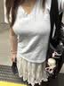 优衣库竹节纱V领T恤/短袖女装纯棉打底休闲百搭26春夏新款483460 483460/00白色 XL 实拍图