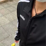 adidas休闲舒适三条纹立领夹克外套男装秋季阿迪达斯官方轻运动 黑色/白（推荐选大一码）   M 实拍图