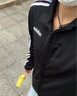adidas休闲舒适三条纹立领夹克外套男装秋季阿迪达斯官方轻运动 黑色/白（推荐选大一码）   L 实拍图