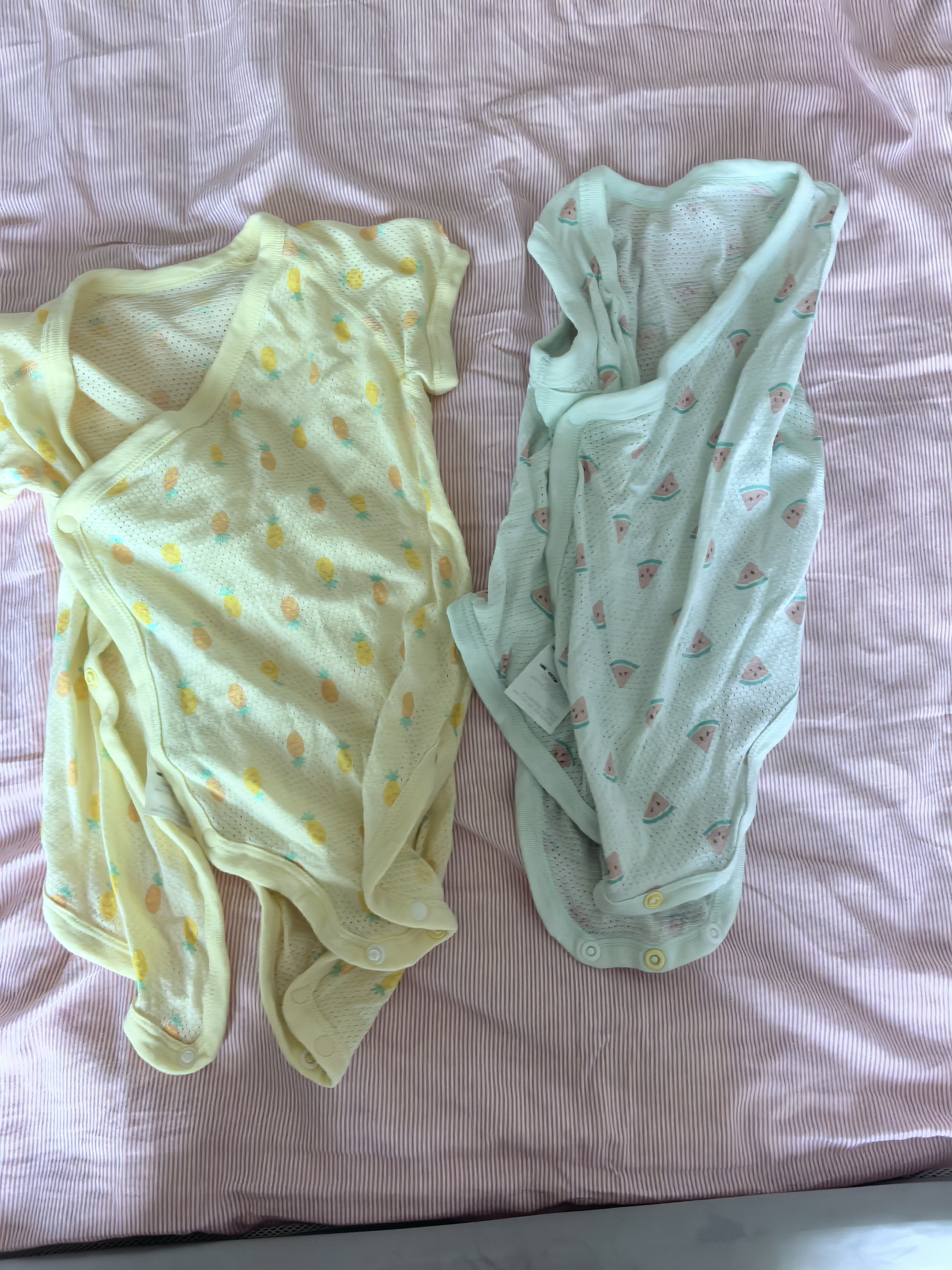 优衣库婴幼儿网眼包臀衣/短袖/1件装宝宝衣服连体衣481772 43 黄色 70cm 实拍图
