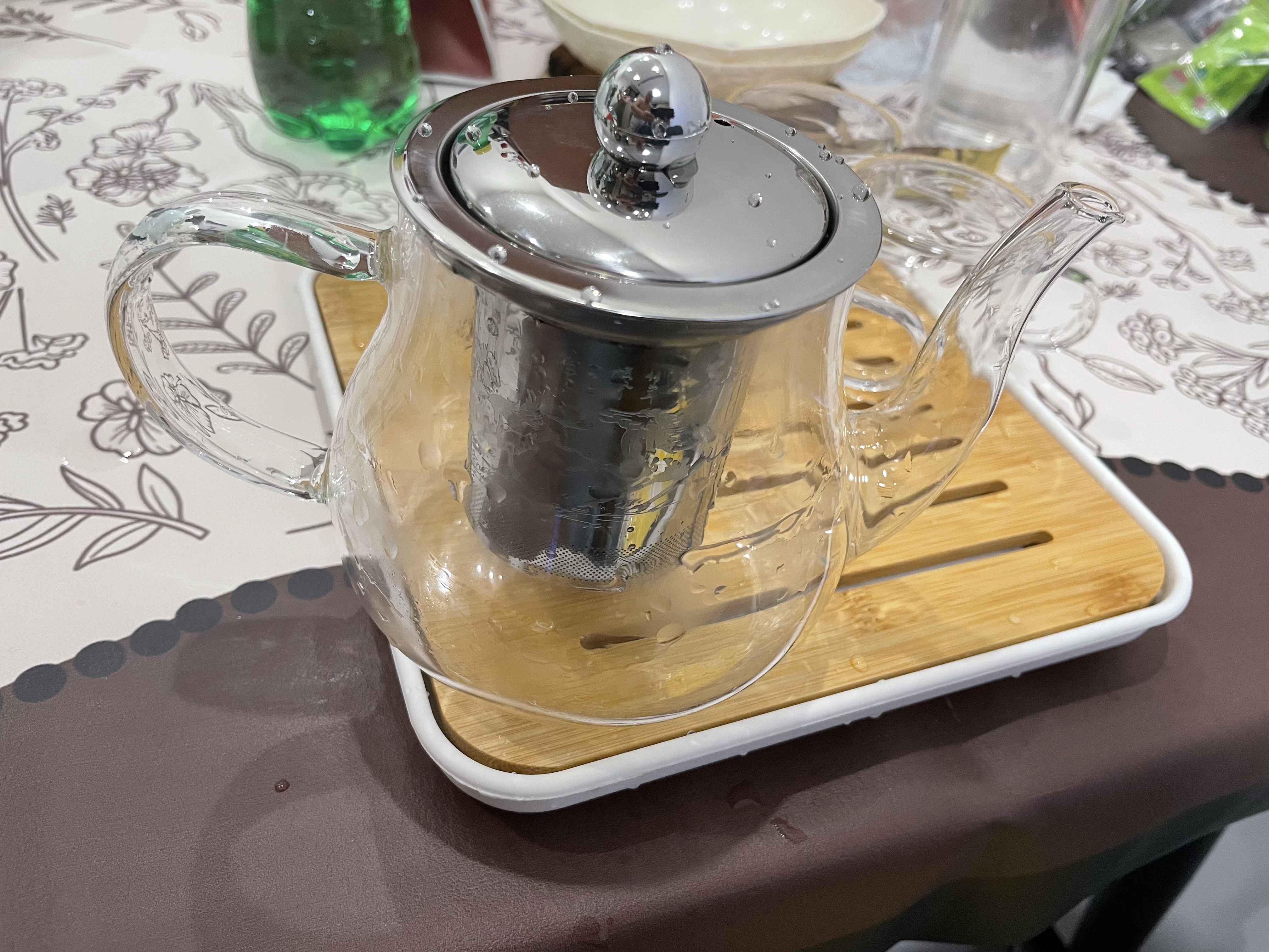 玻璃八骏壶茶壶套装耐高温家用煮茶水分离泡茶办公室花茶茶具套装 450ML单壶+4只把手杯100ml送小号茶盘 实拍图