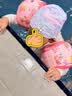 迪士尼儿童泳帽男女宝宝3-6-12岁加大头围不勒头布料长发游泳D71974浅粉 实拍图