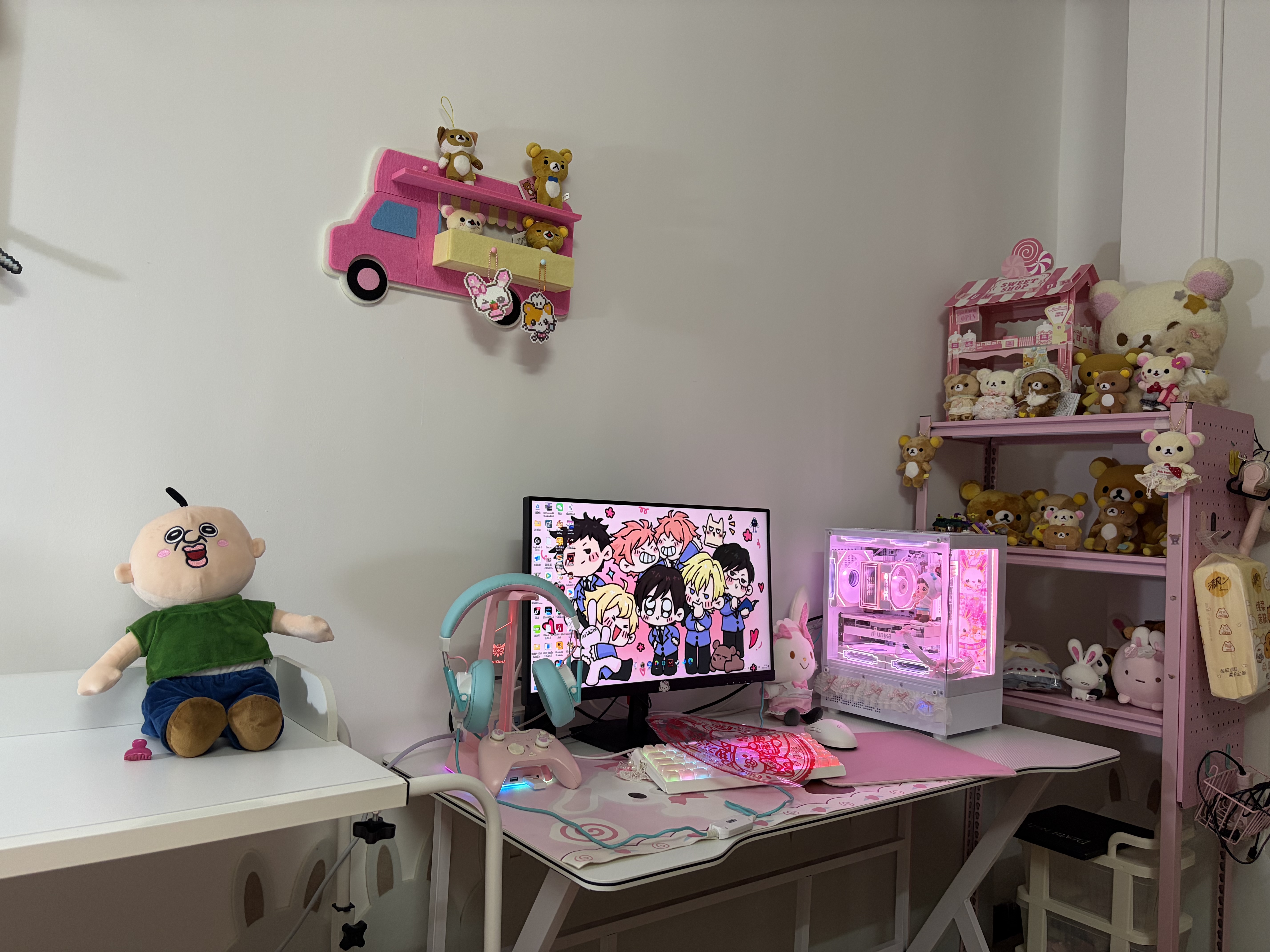 奥伦福特  电脑桌台式家用电竞游戏桌办公书桌简约书房写字桌子 简约白碳纤纹单桌-120*60 升级款电竞桌 实拍图