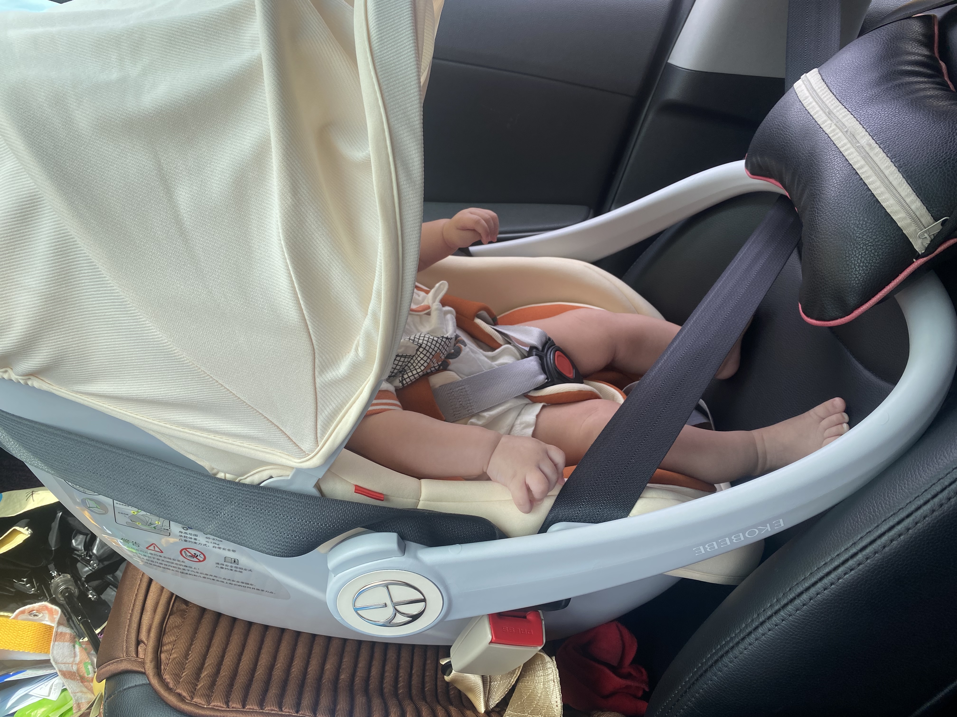 怡戈（Ekobebe）新生婴儿提篮式儿童安全座椅汽车用宝宝便携车载奶酪棕【新国标】 实拍图
