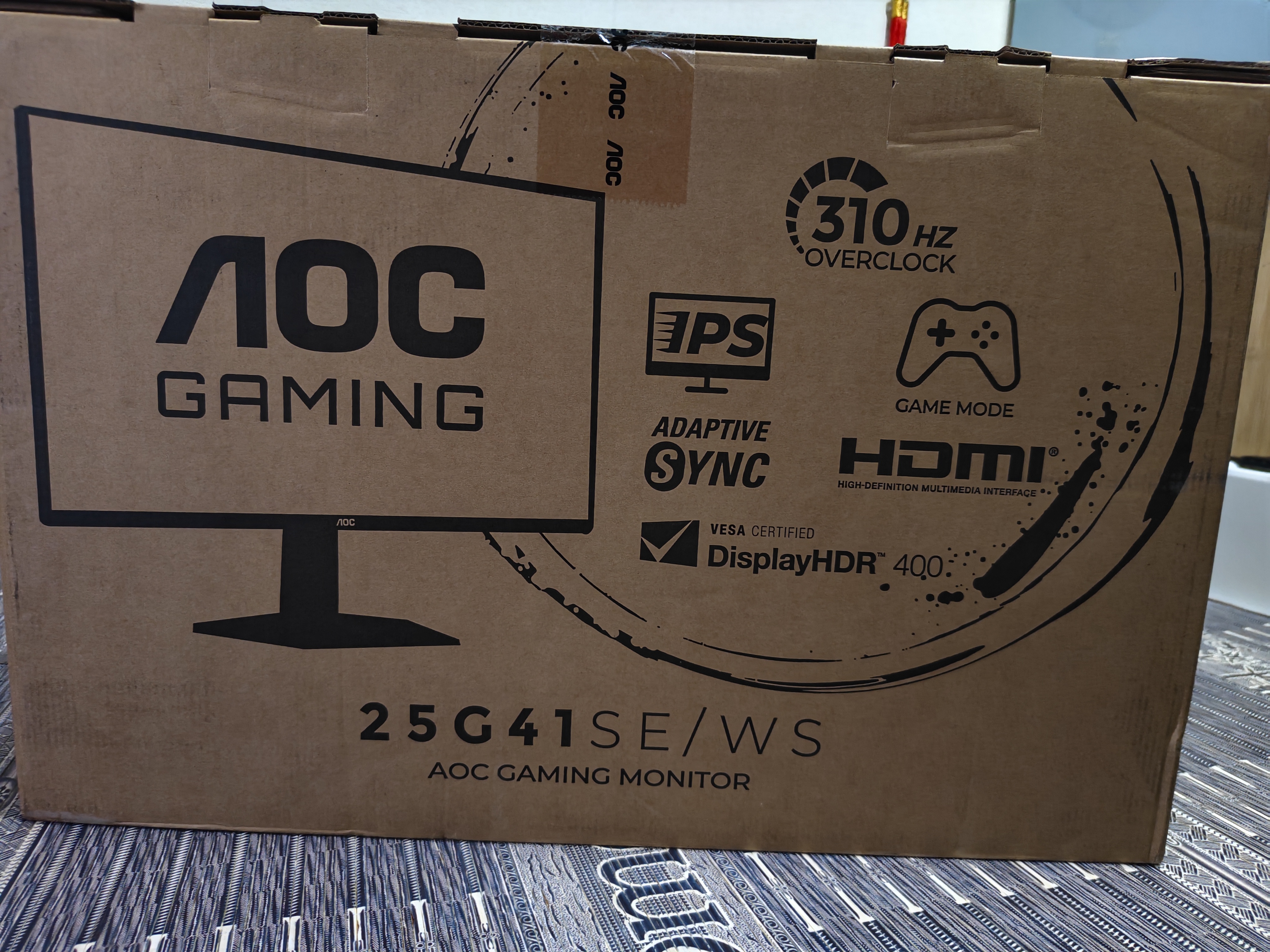 AOC24.5英寸310Hz FastIPS 快速液晶1ms HDR400 硬件低蓝光 三角洲 典雅白游戏电竞显示器25G41SE/WS 实拍图