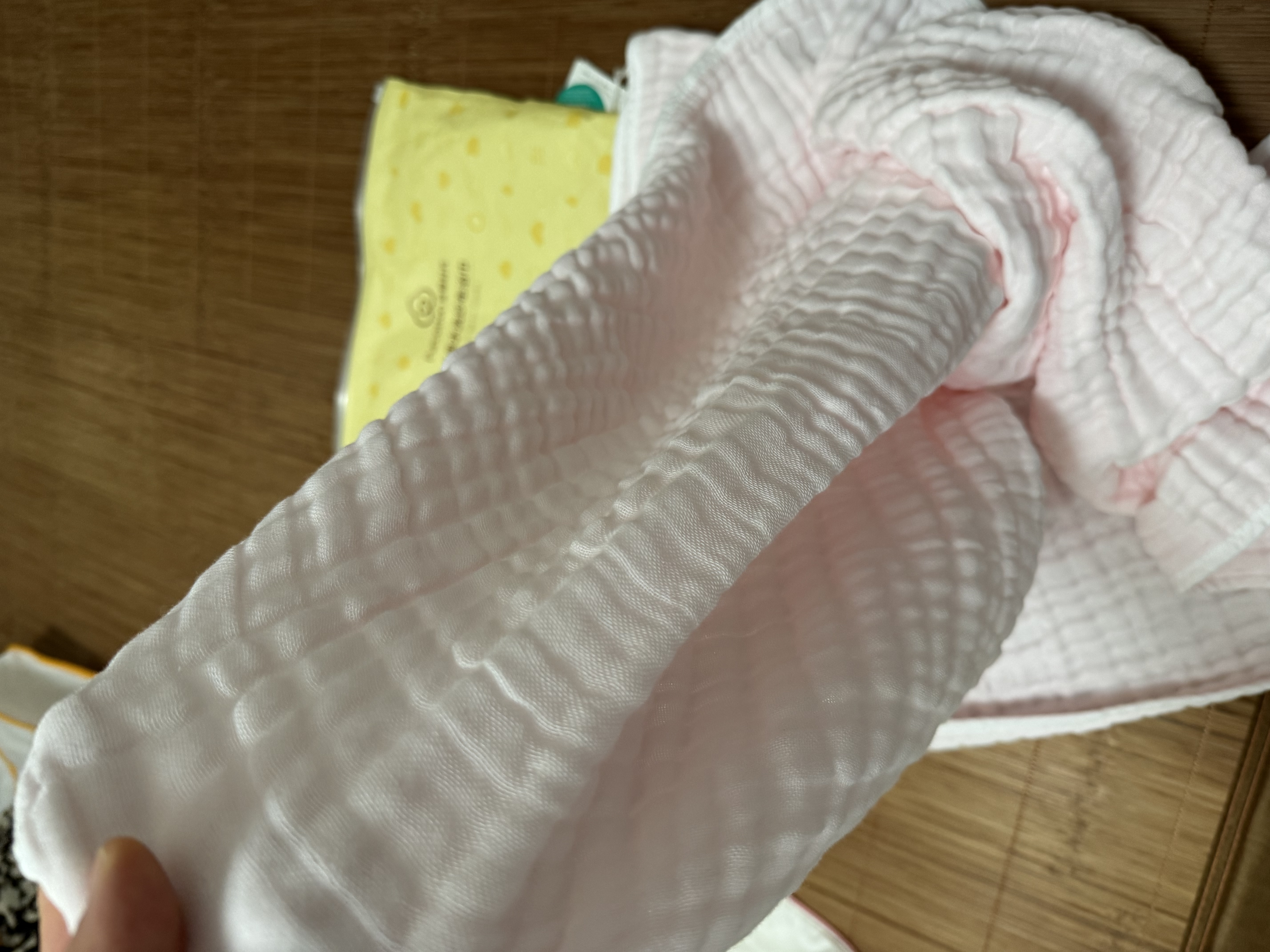 全棉时代婴儿纱布浴巾7A抗菌防螨纯棉宝宝新生儿童洗澡毛巾悠悠乐-粉115cm 实拍图