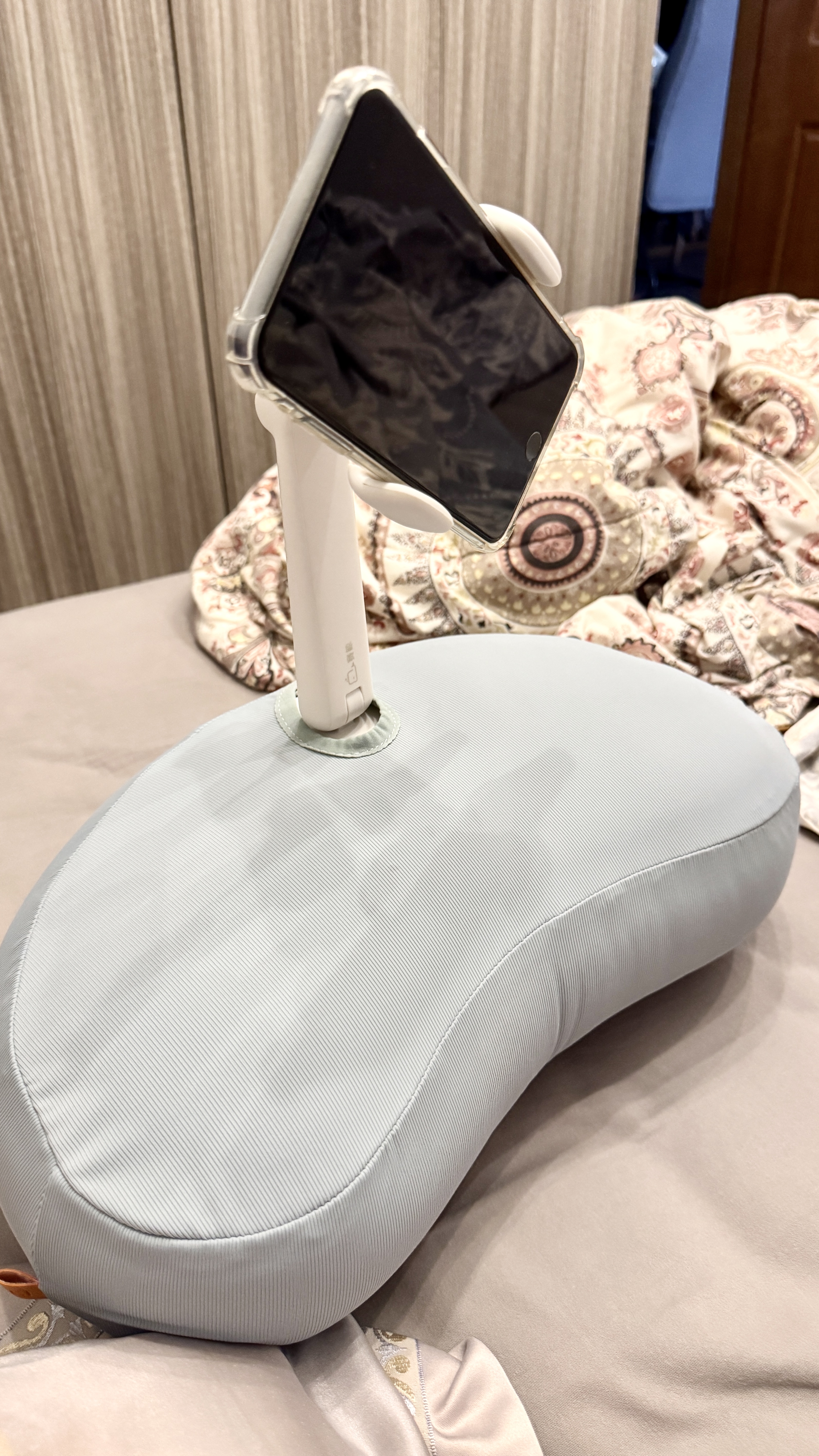 赛鲸U5手机平板支架床头桌面ipad磁吸手机支架床上懒人神器直播拍摄支架可折叠抱枕支架手机架 U5P【夹头款】手机专用-青色 实拍图