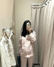 MUJI 女式无侧缝双层纱织长袖睡衣 家居服套装纯棉女装七夕情人节礼物 浅粉红色 L （上装165/88A 下装165/70A） 实拍图