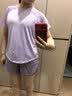 夏季速干跑步运动套装女宽松晨跑健身训练服高级感专业短袖瑜伽服 C07紫色+DK476紫色短裤【裸感面料】两件装 XL( 【推荐120-140斤】) 实拍图