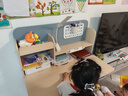 读书郎儿童学习书桌椅套装可升降中小学生桌椅子写字家用课桌香草蓝T12 1.2米楹木桌+加高书架+追背椅 蓝 实拍图