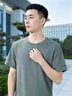 罗蒙（ROMON）T恤男短袖夏季潮流冰丝感百搭上衣商务休闲透气打底衫LY7军绿XL 实拍图