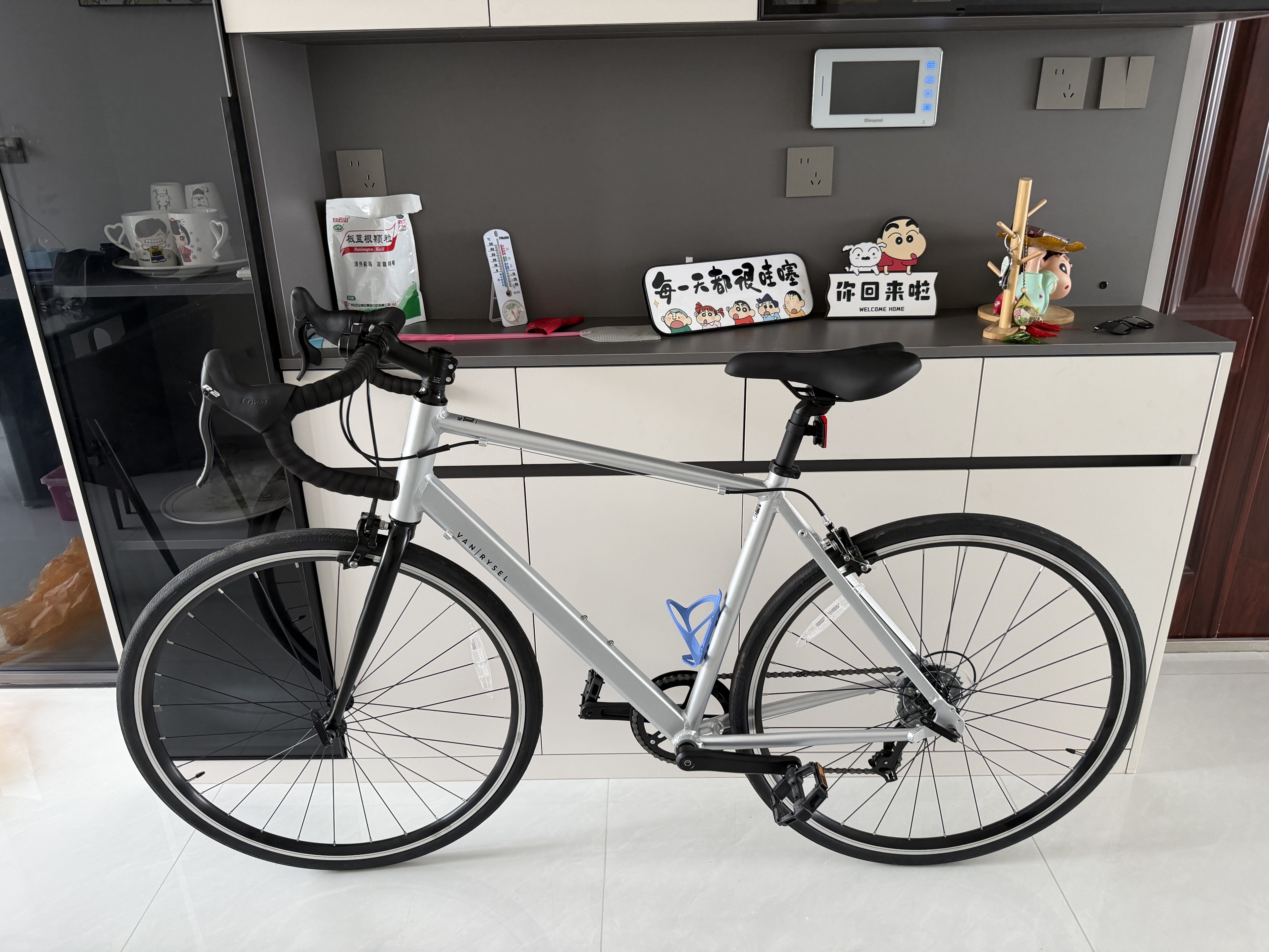 迪卡侬【门店自提】RC100升级版公路自行车成人通勤铝合金男女骑行单车 25款 RC100 V2 银色 L码 适合身高180cm~190cm 实拍图
