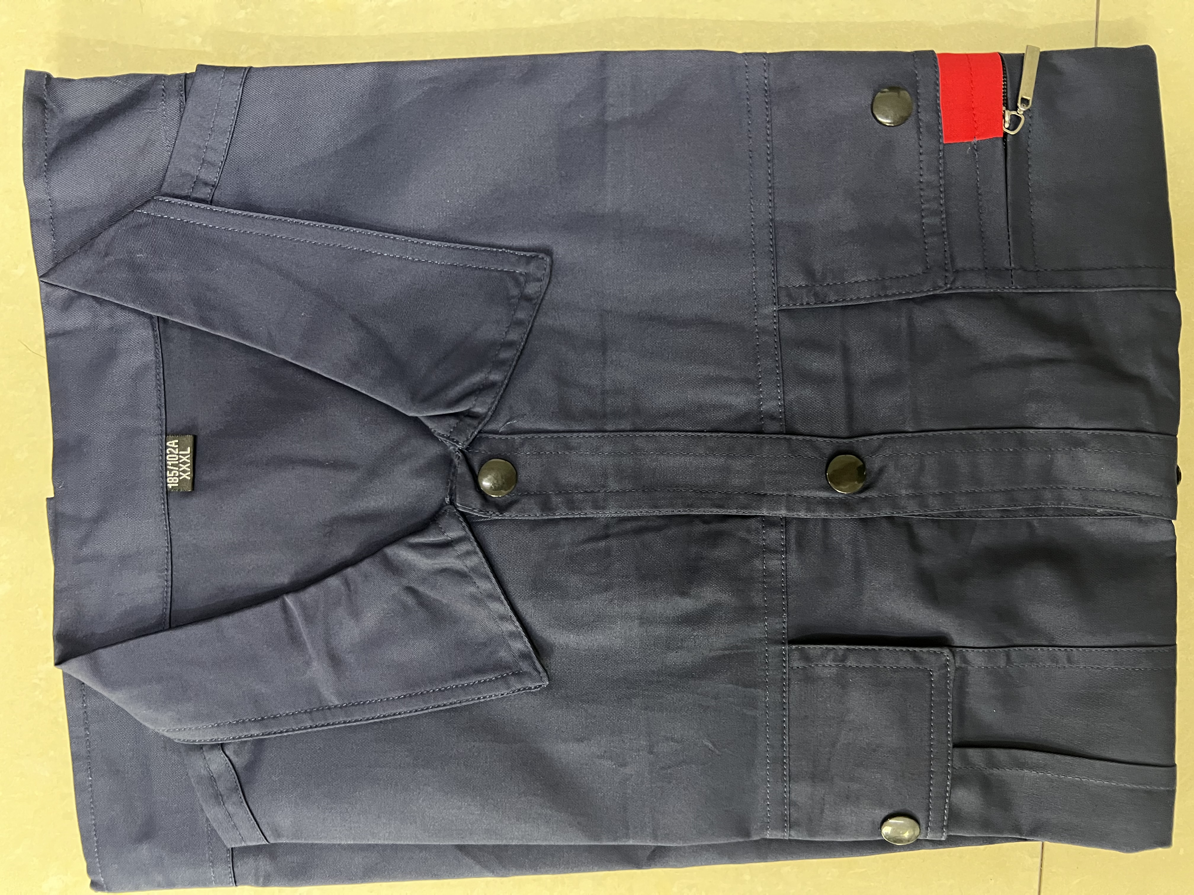领灿 夏季薄款劳保工作服男装耐脏耐磨工服男士工装上衣定制套装透气 藏蓝短袖套装（全棉） 3XL /185【建议170-185斤】 实拍图