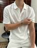 花花公子（PLAYBOY）老钱风亚麻冰丝polo衫短袖男夏薄款凉感透气防晒t恤松弛感半截袖 白色 2XL 【建议150~180斤】 实拍图